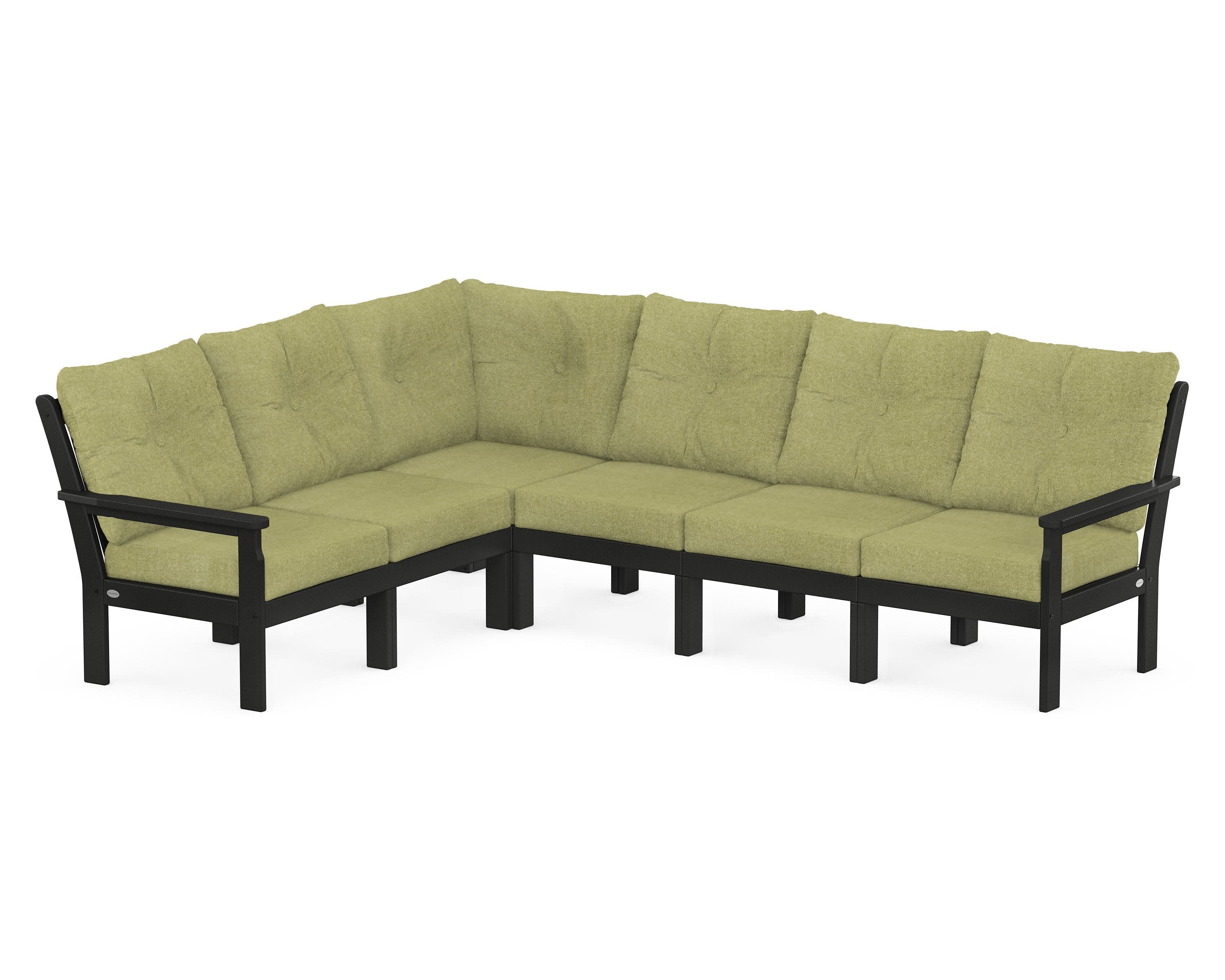 Vineyard 6-Piece Sectional in Black / Chartreuse Boucle