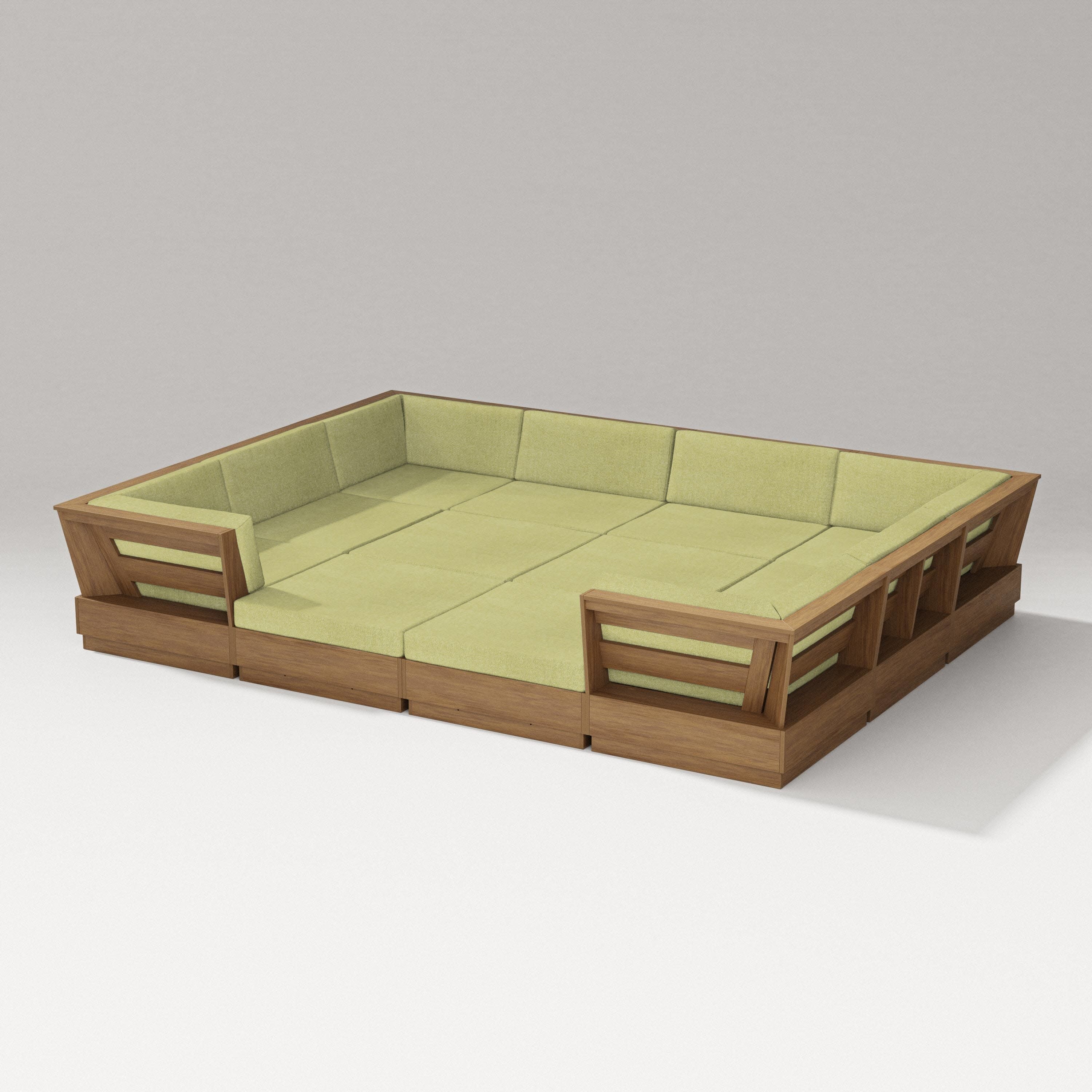 Elevate 12-Piece Pit Sectional in Natural / Chartreuse Boucle