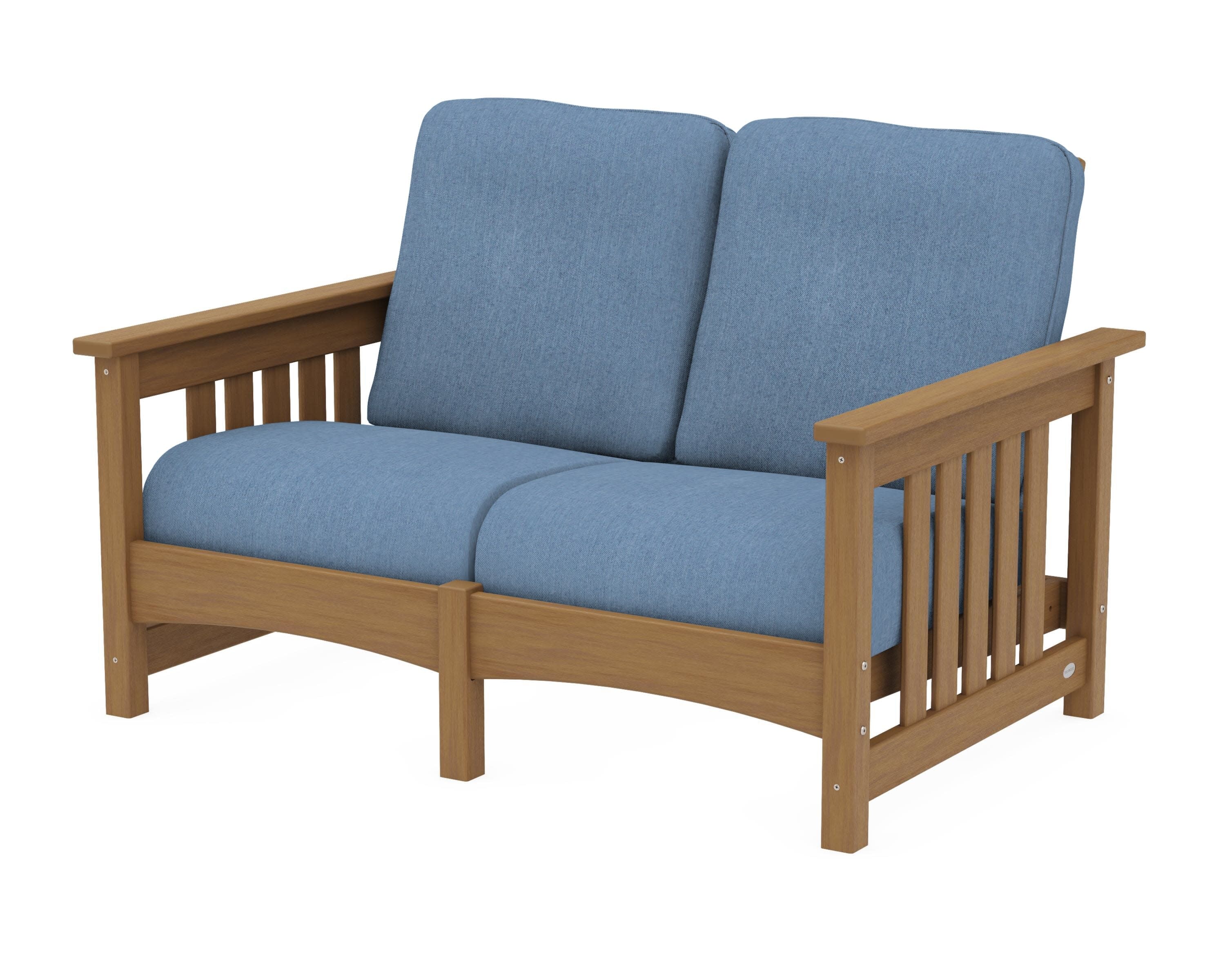 Club Mission Loveseat in Natural / Sky Blue