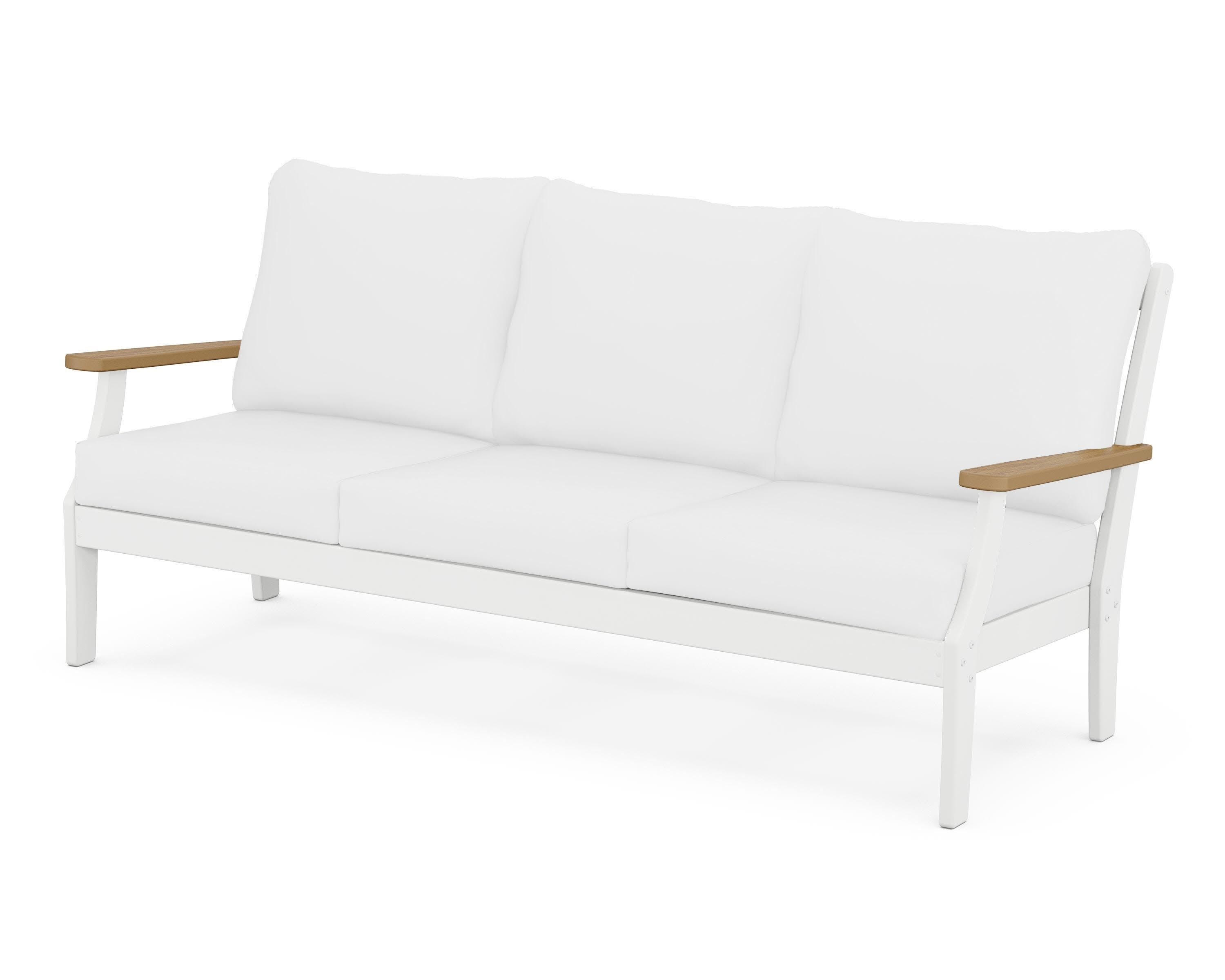 Braxton Deep Seating Sofa in White / Natural / Natural