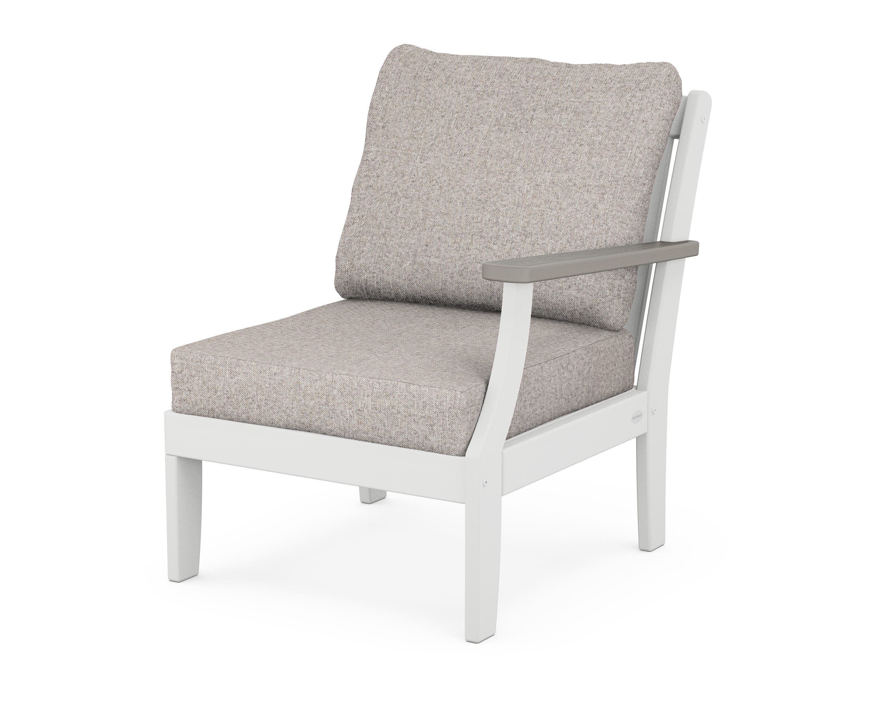 Braxton Modular Right Arm Chair in White / Driftwood / Weathered Tweed