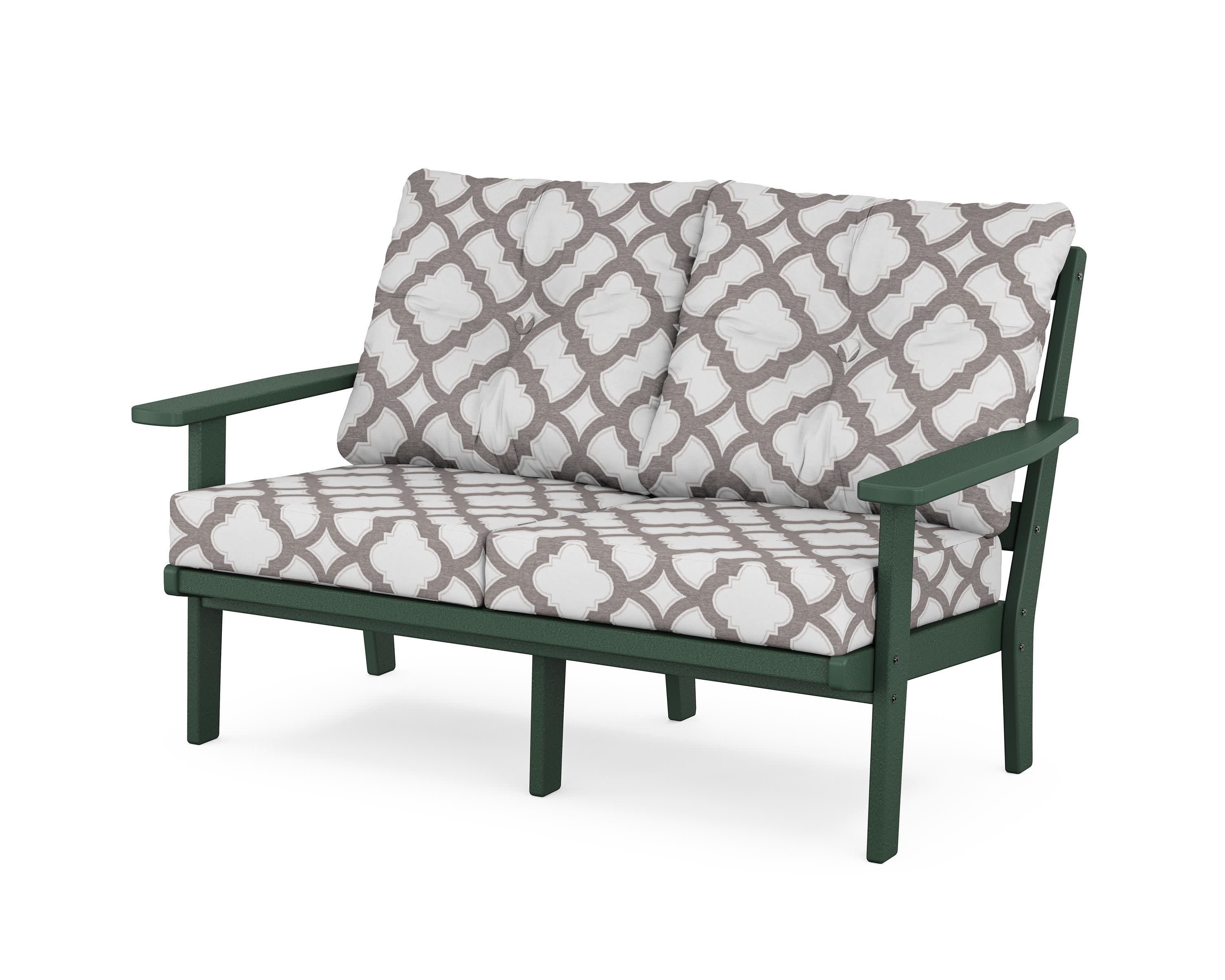 Oxford Deep SeatingLoveseat in Green / Trellis Grey Mist