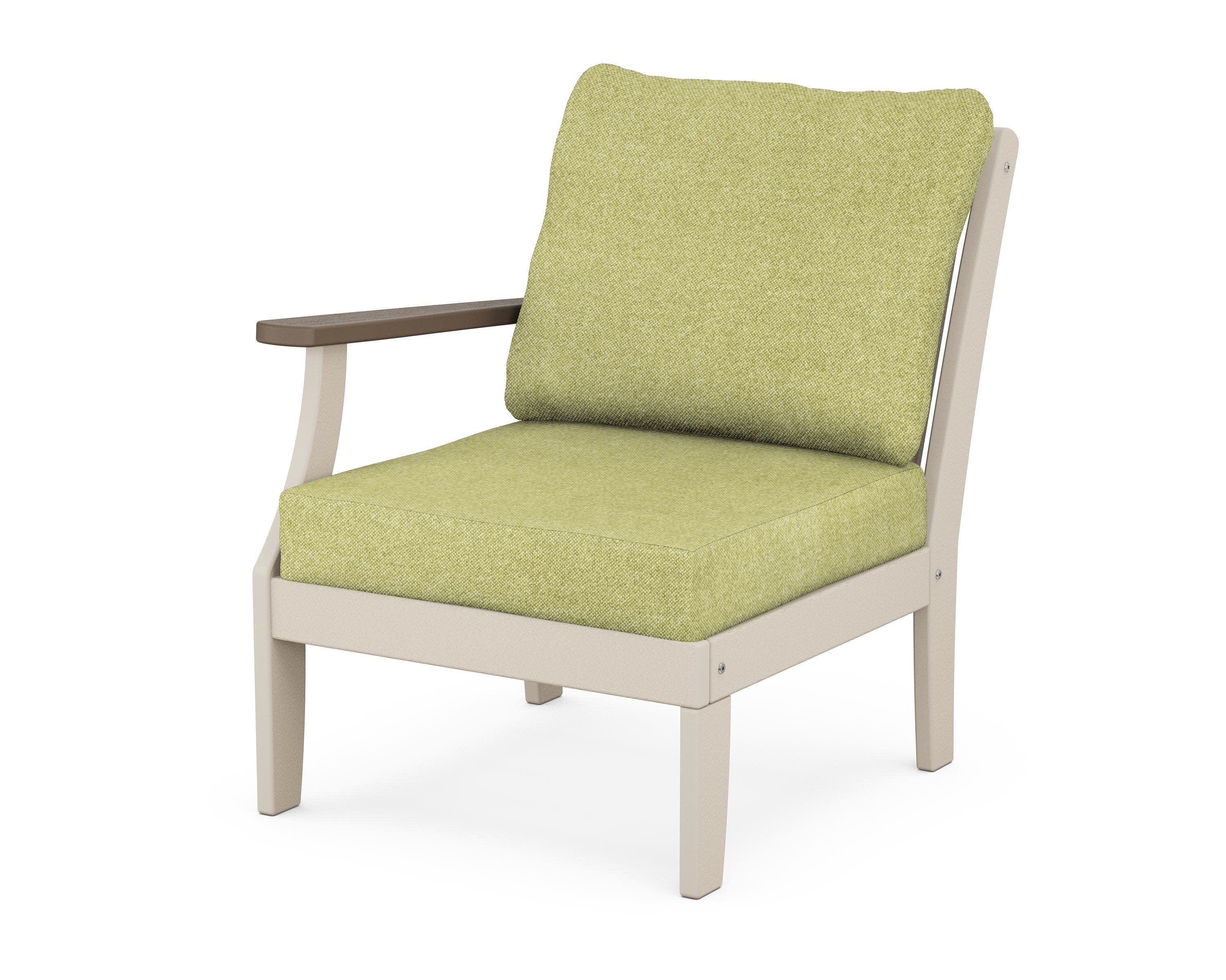 Braxton Modular Left Arm Chair in Sand / Kona / Chartreuse Boucle
