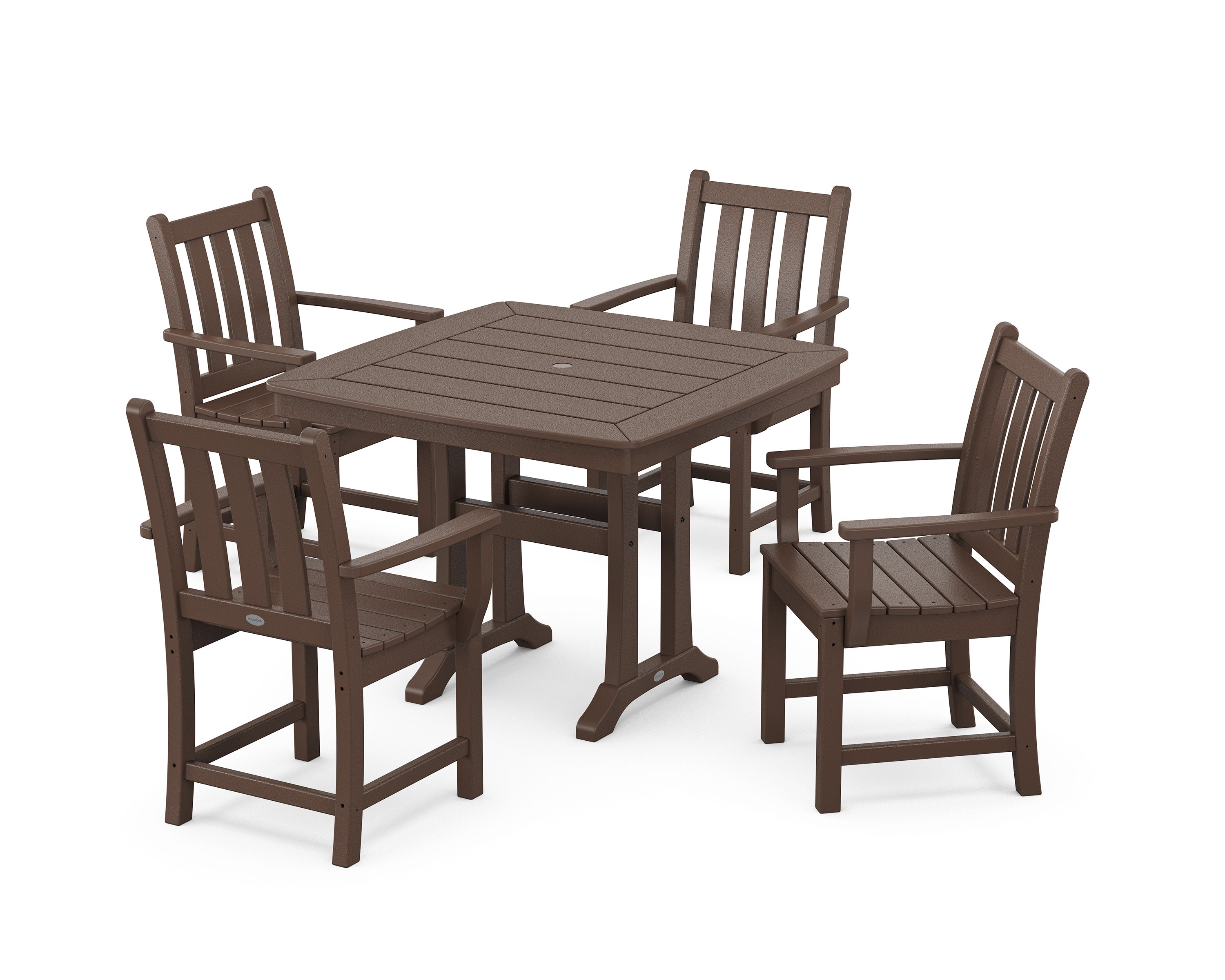 Traditional Garden 5-Piece Dining Set with Trestle Legs in Mahogany
