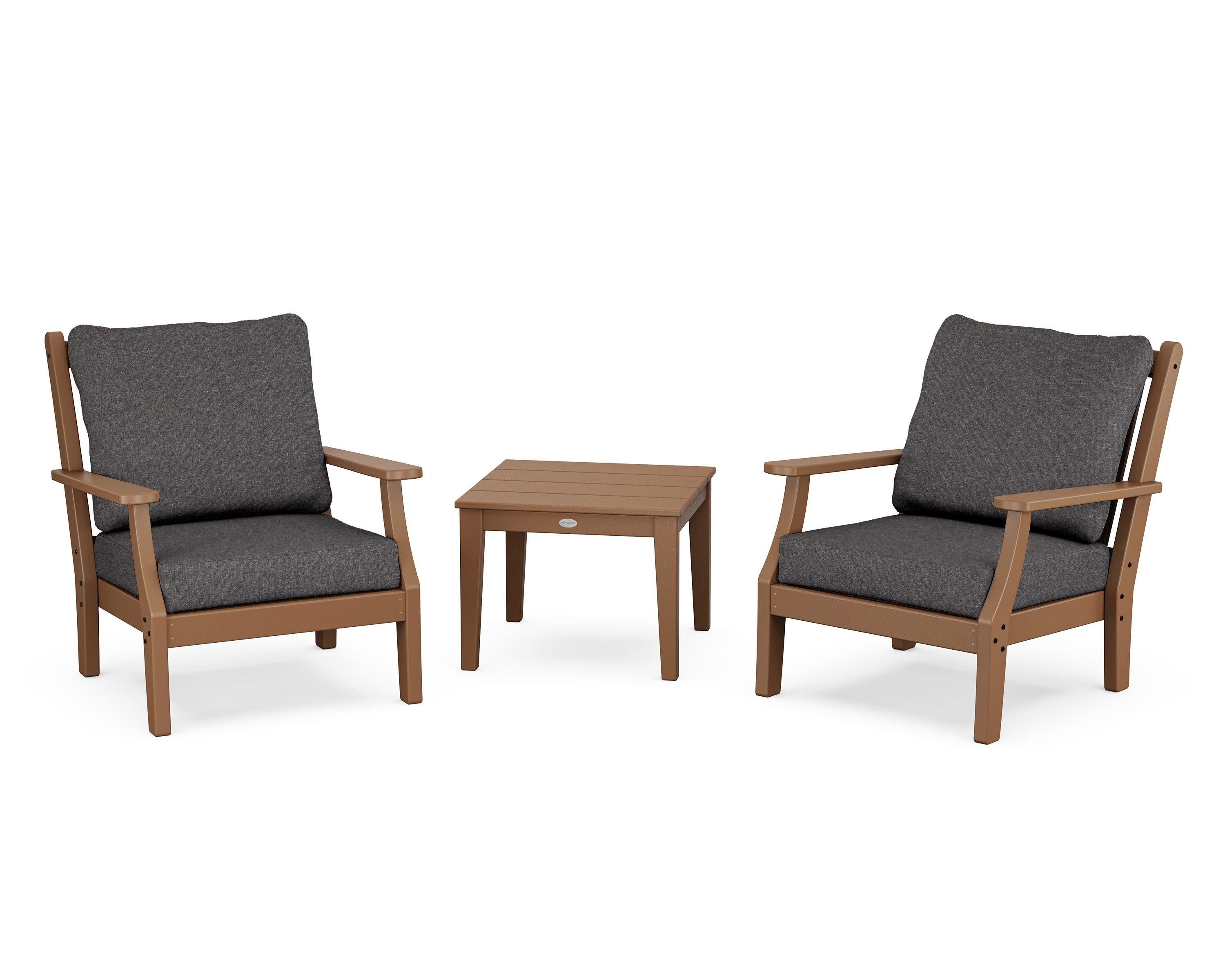 Wovendale 3-Piece Deep Seating Set in Teak / Ash Charcoal