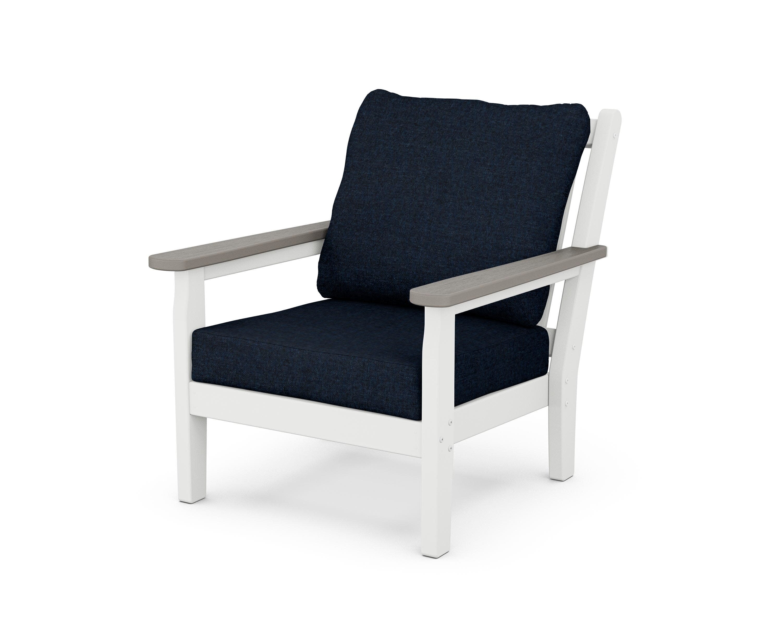 Chippendale Deep Seating Chair in White / Driftwood / Marine Indigo