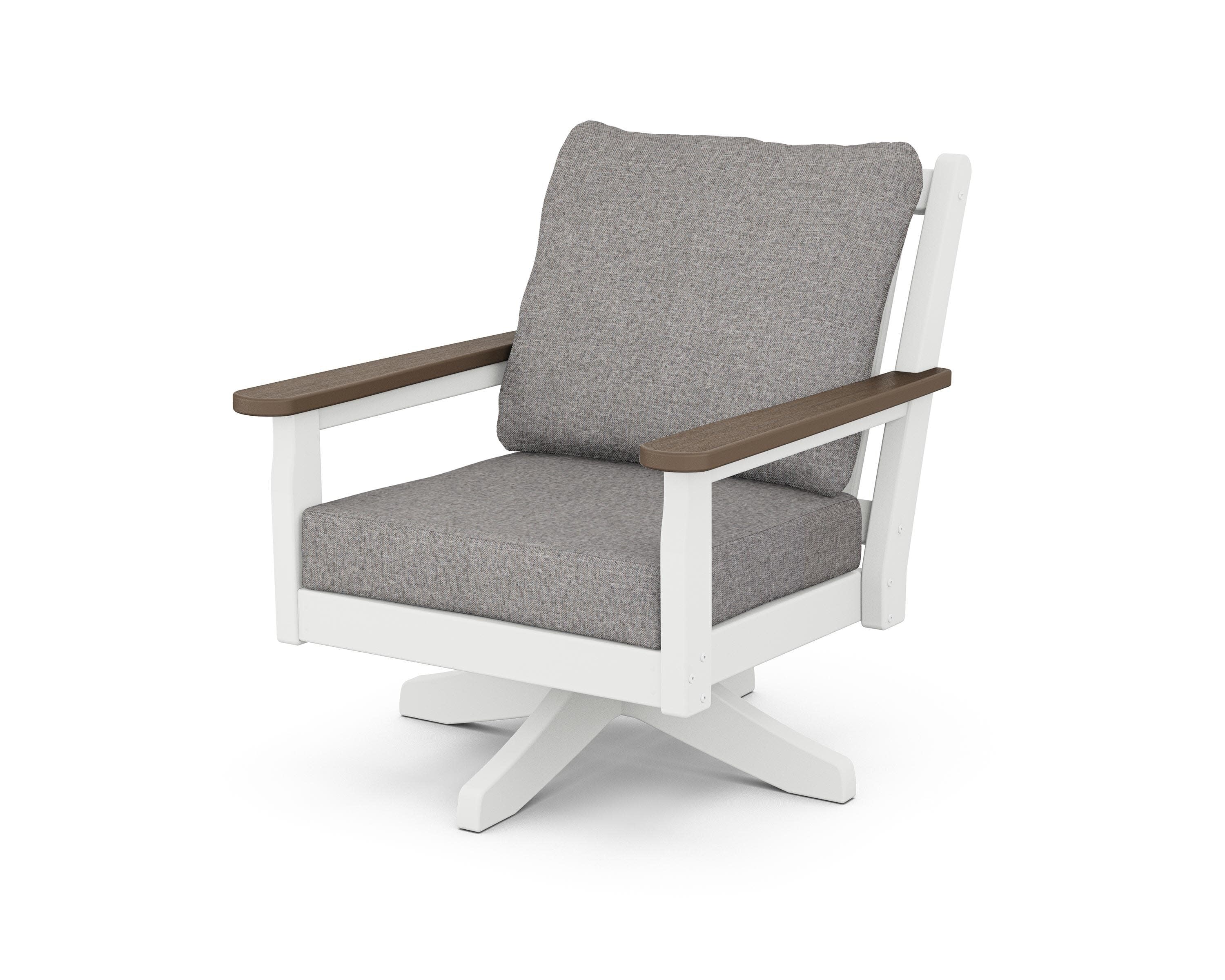 Chippendale Deep Seating Swivel Chair in White / Kona / Grey Mist