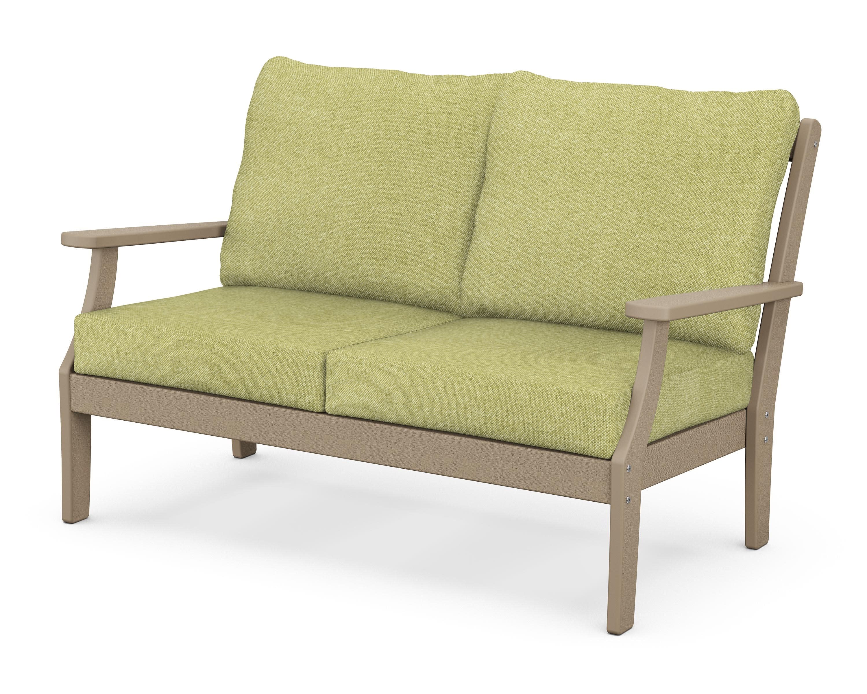 Braxton Deep Seating Loveseat in Vintage Sahara / Chartreuse Boucle