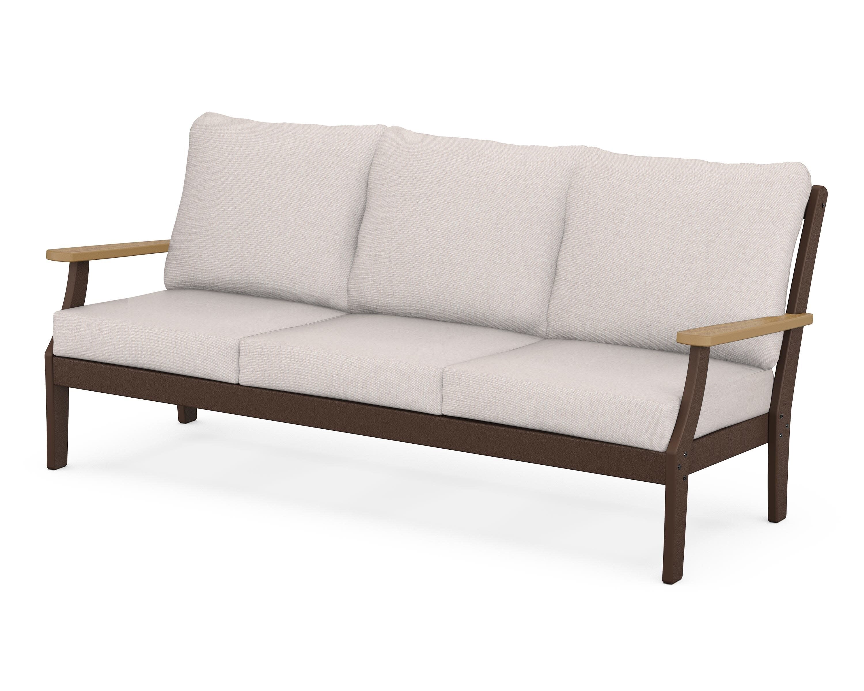 Braxton Deep Seating Sofa in Mahogany / Natural / Dune Burlap