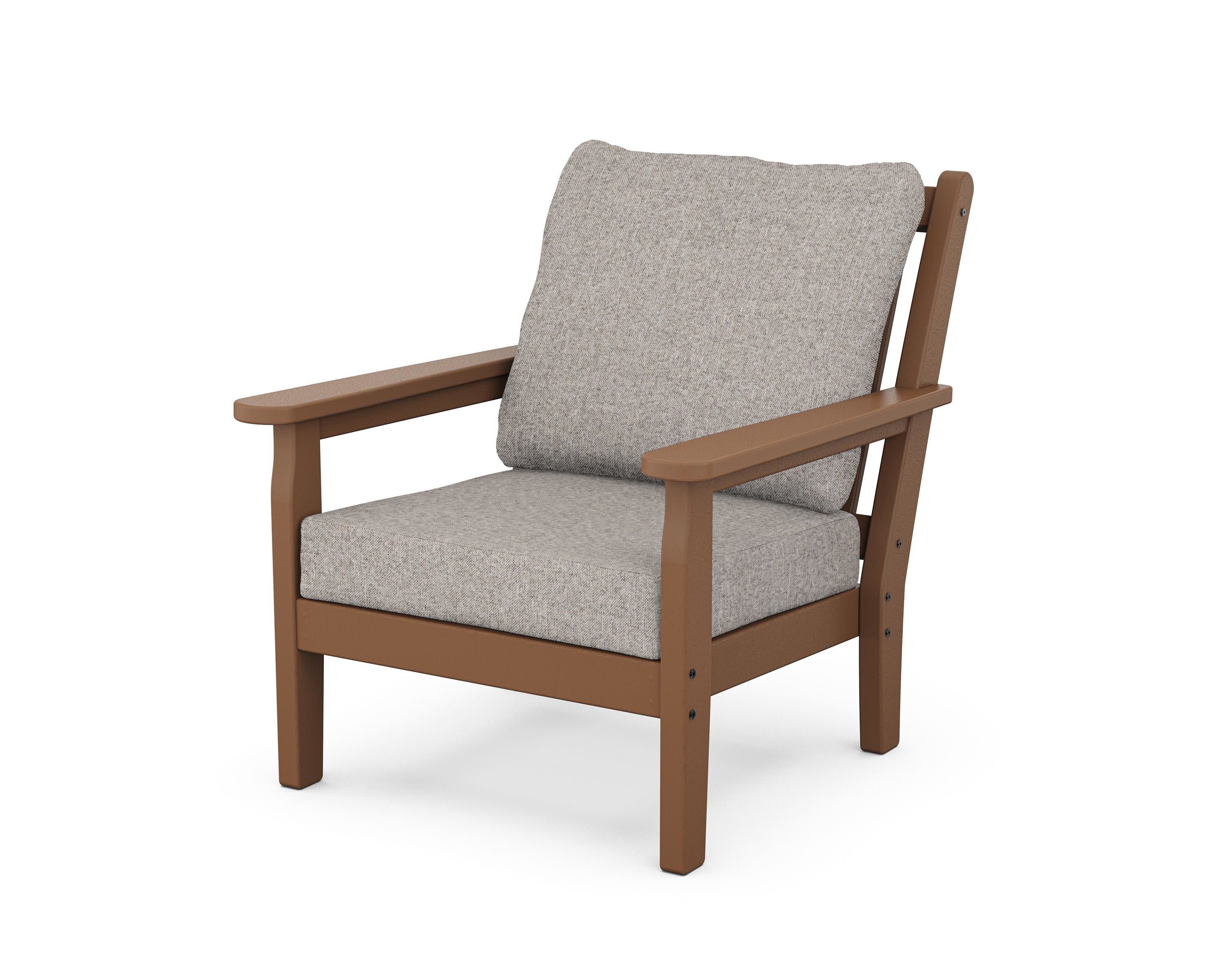 Chippendale Deep Seating Chair in Teak / Weathered Tweed