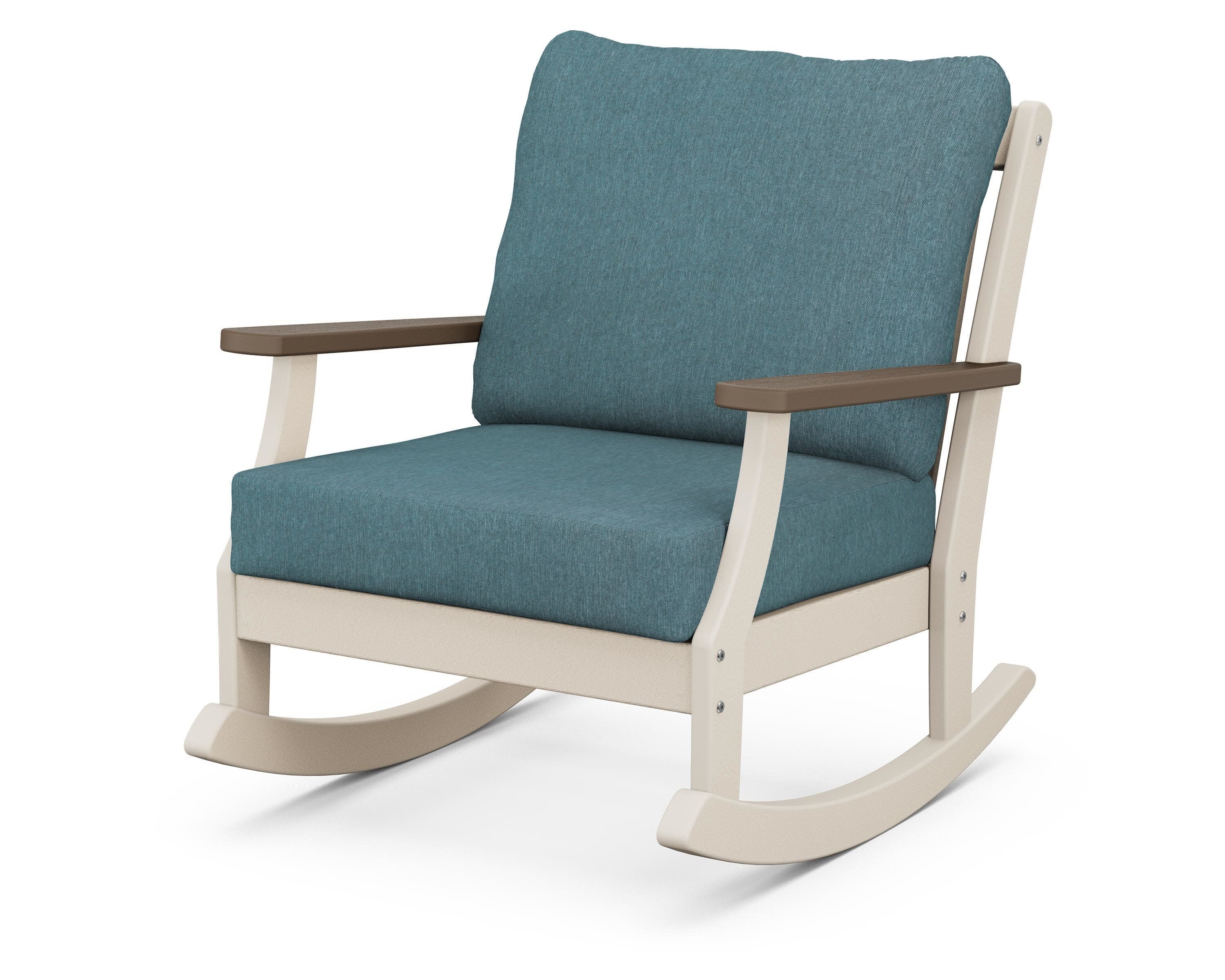 Braxton Deep Seating Rocking Chair in Sand / Kona / Ocean Teal
