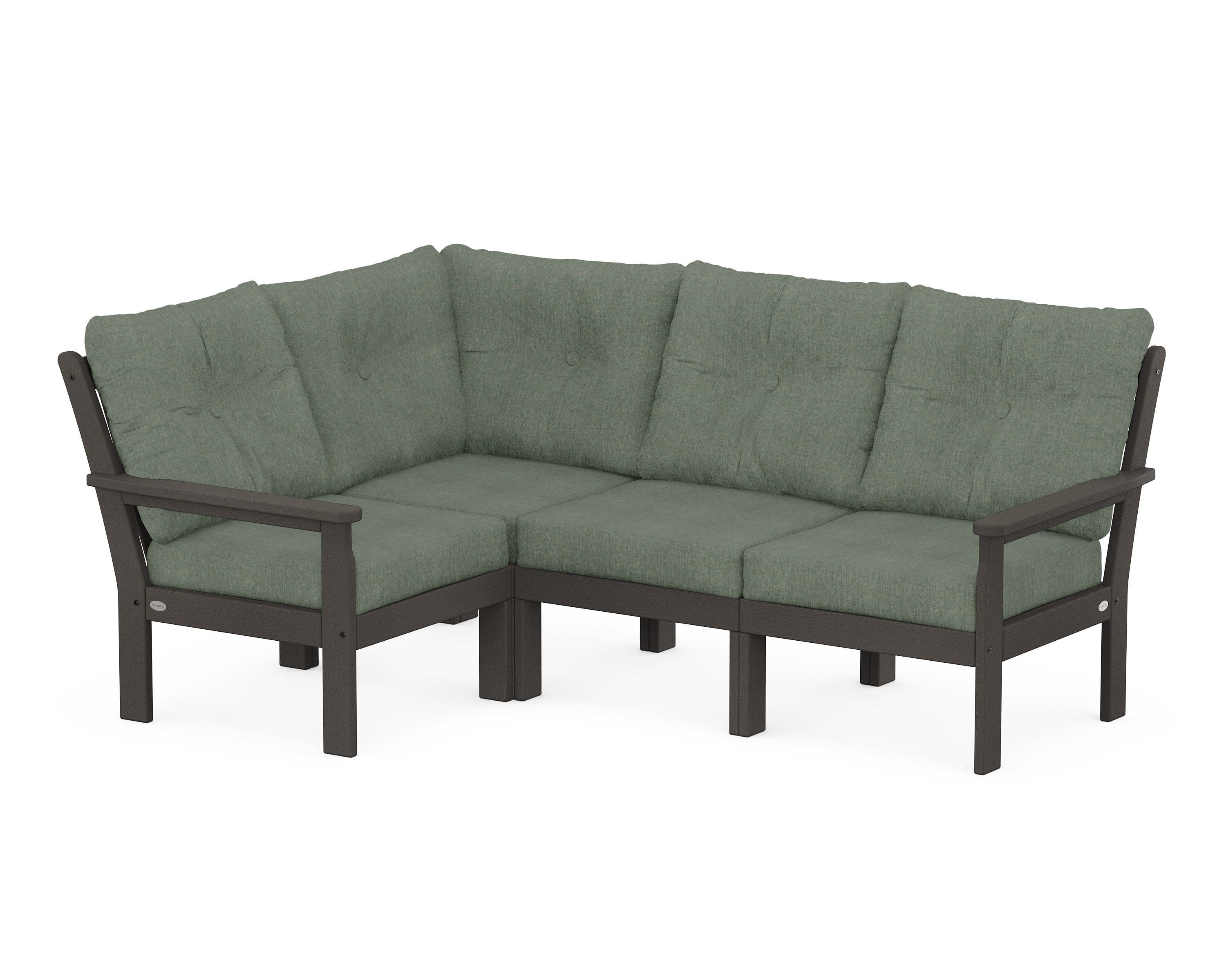 Vineyard 4-Piece Sectional in Vintage Coffee / Cast Sage