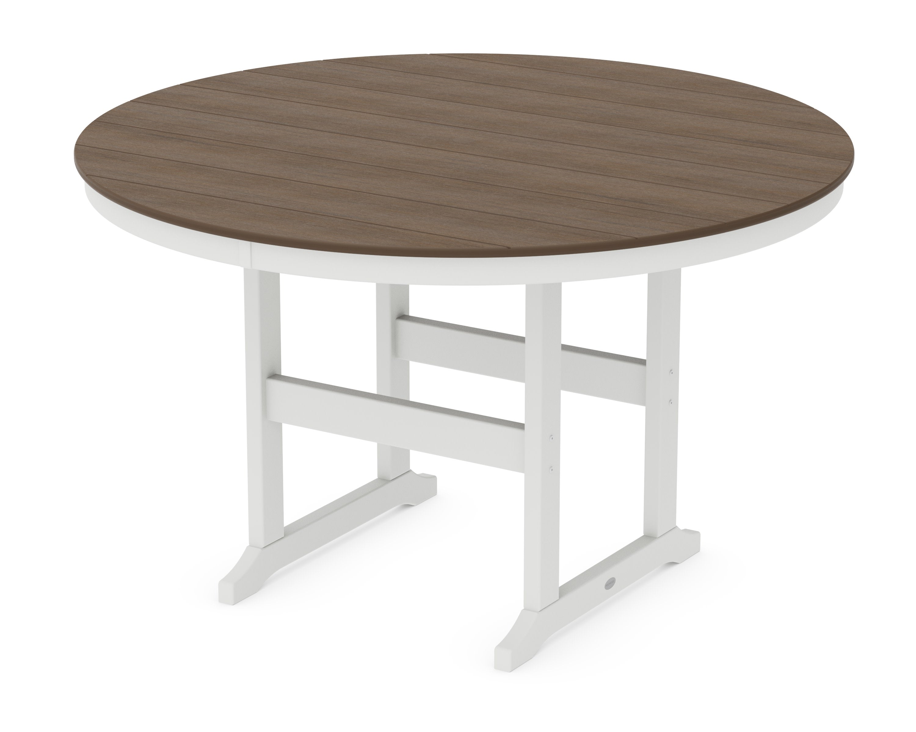 60" Round Farmhouse Counter Table in White / Kona