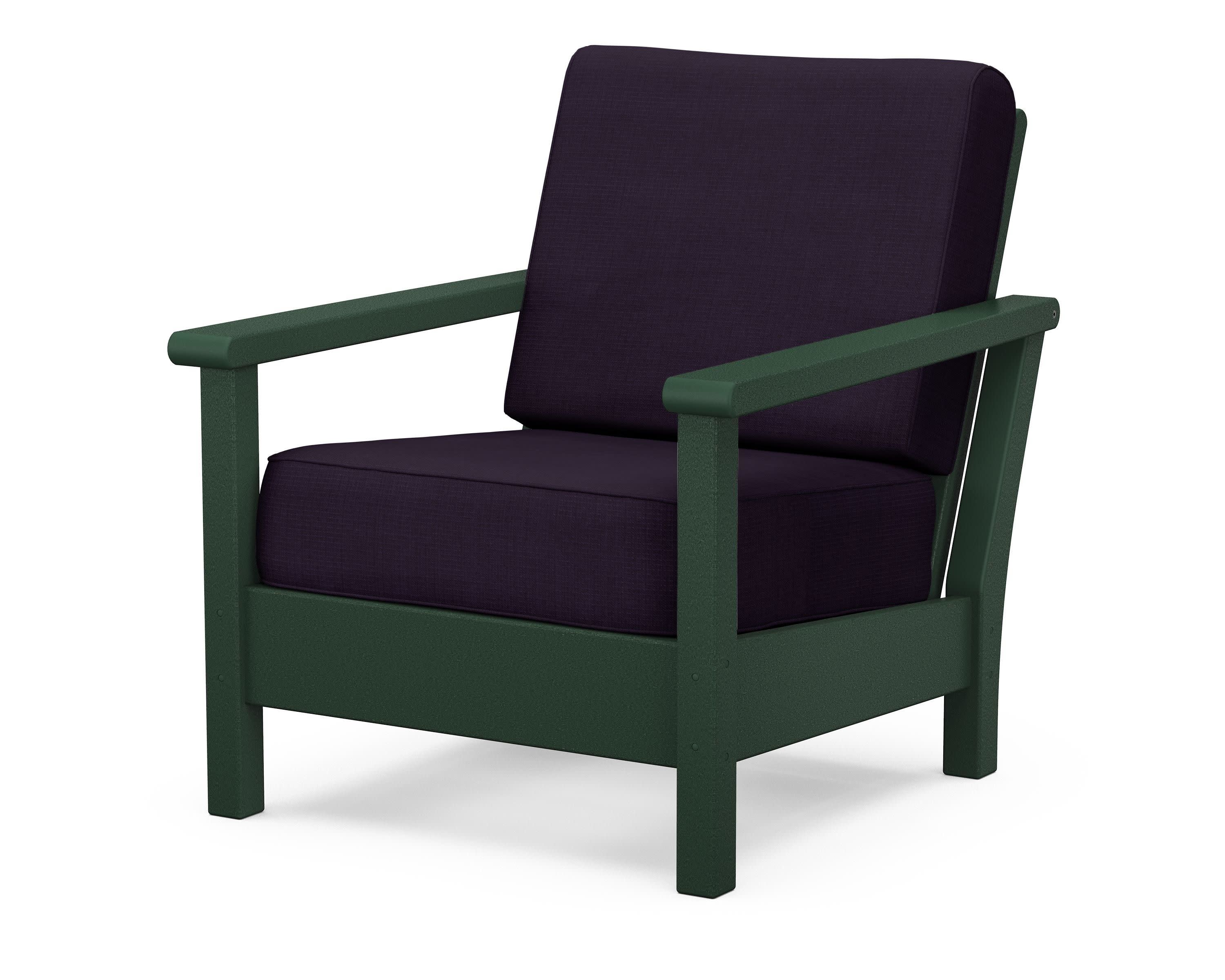 Harbour Deep Seating Chair in Green / Navy Linen