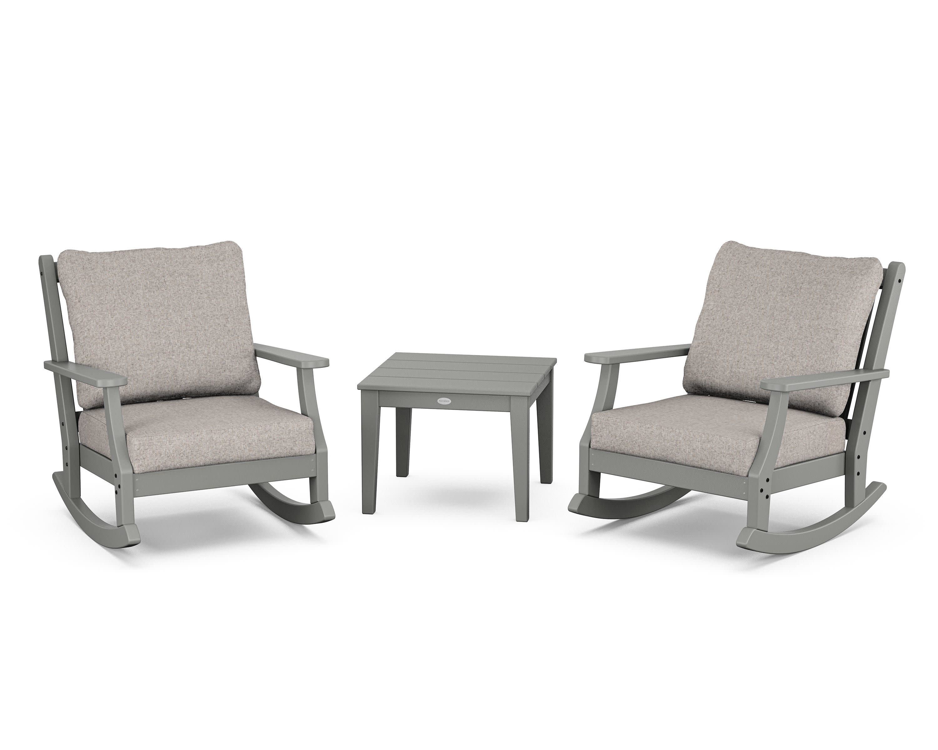Wovendale 3-Piece Deep Seating Rocker Set in Slate Grey / Weathered Tweed