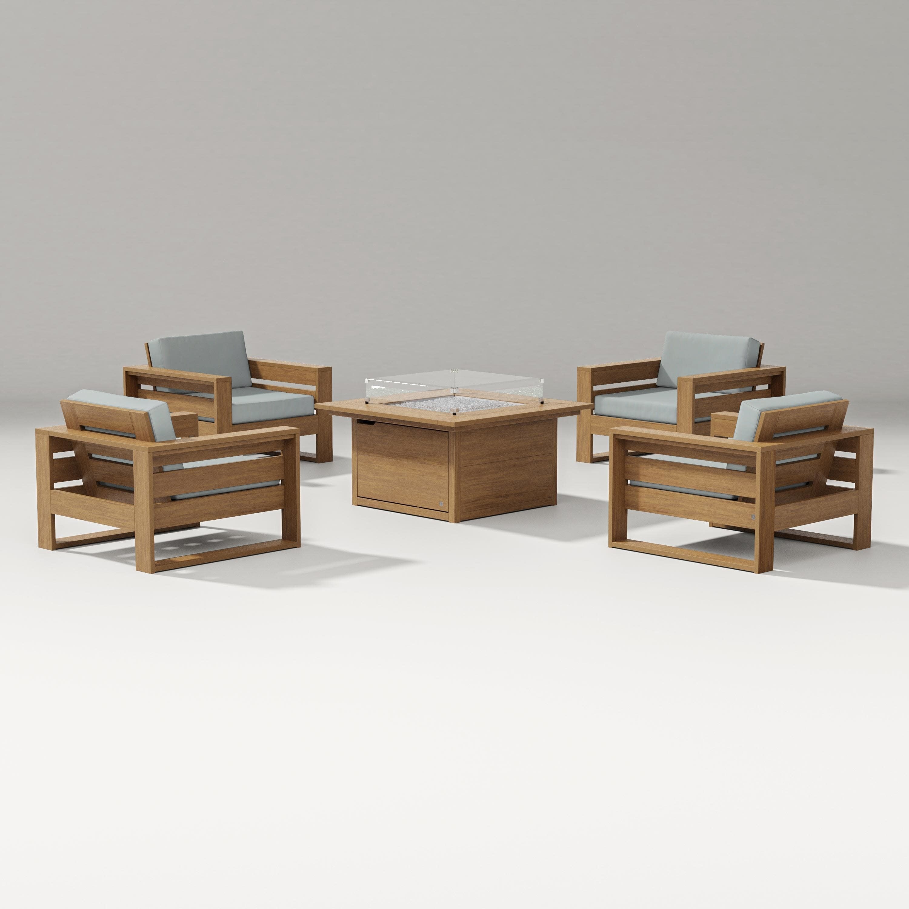 Latitude 5-Piece Lounge Fire Table Set in Natural / Spa