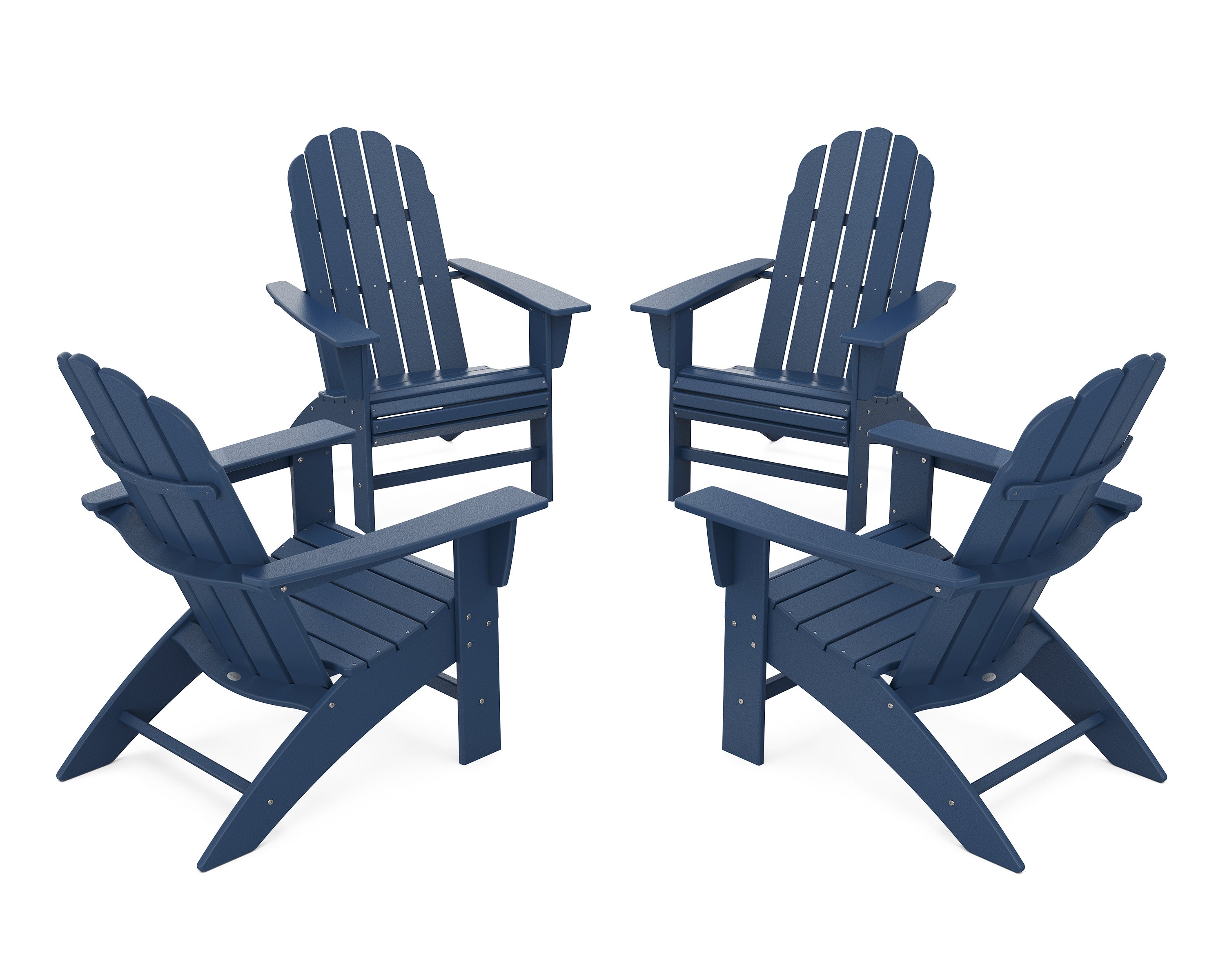 4-Piece Vineyard Curveback Adirondack Chair Conversation Set in Navy