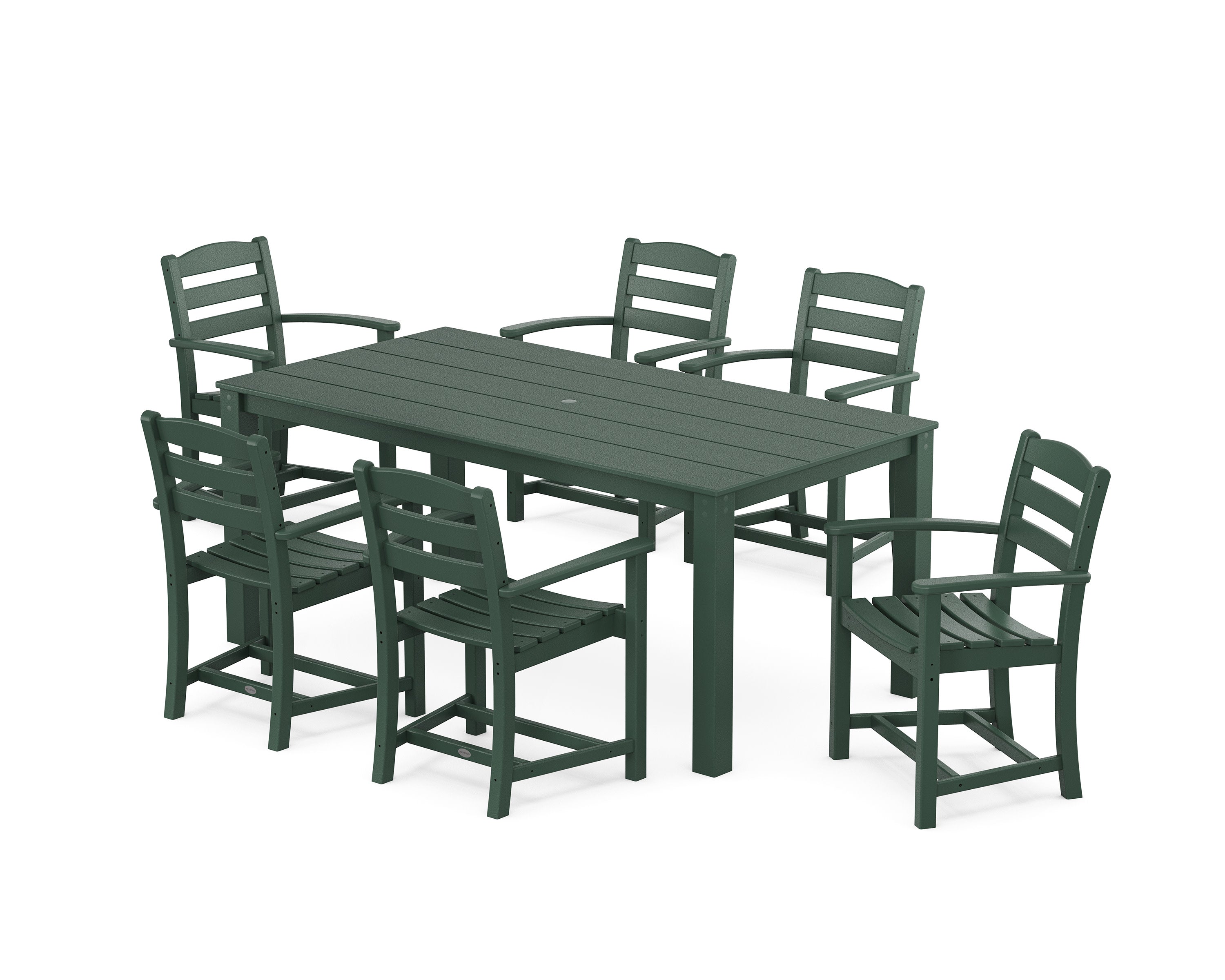 La Casa Cafe' Arm Chair 7-Piece Parsons Dining Set in Green