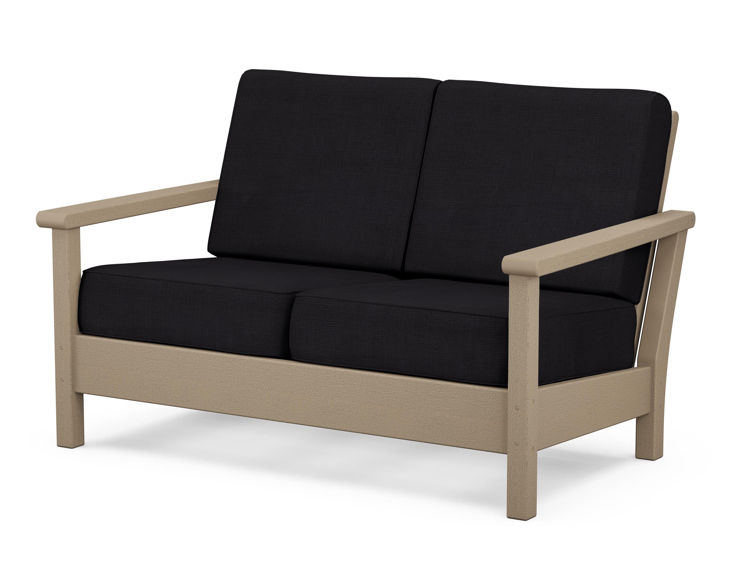 Harbour Deep Seating Loveseat in Vintage Sahara / Midnight Linen
