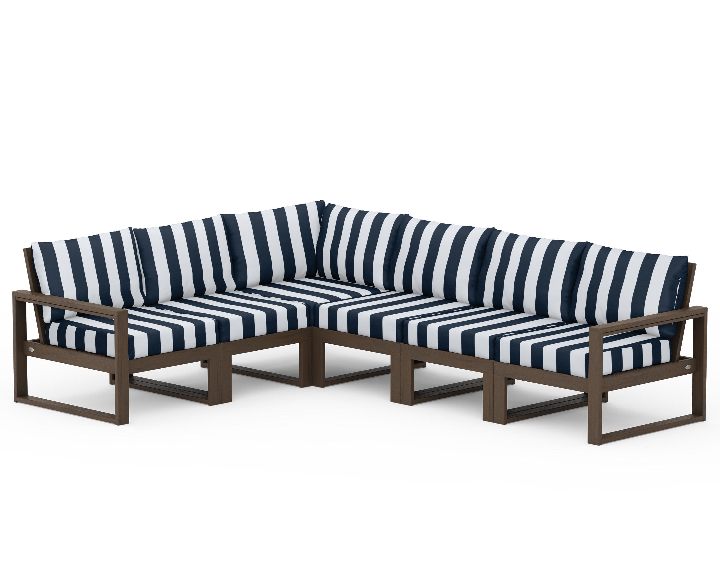 EDGE 6-Piece Modular Deep Seating Set in Kona / Cabana Stripe Marine Indigo