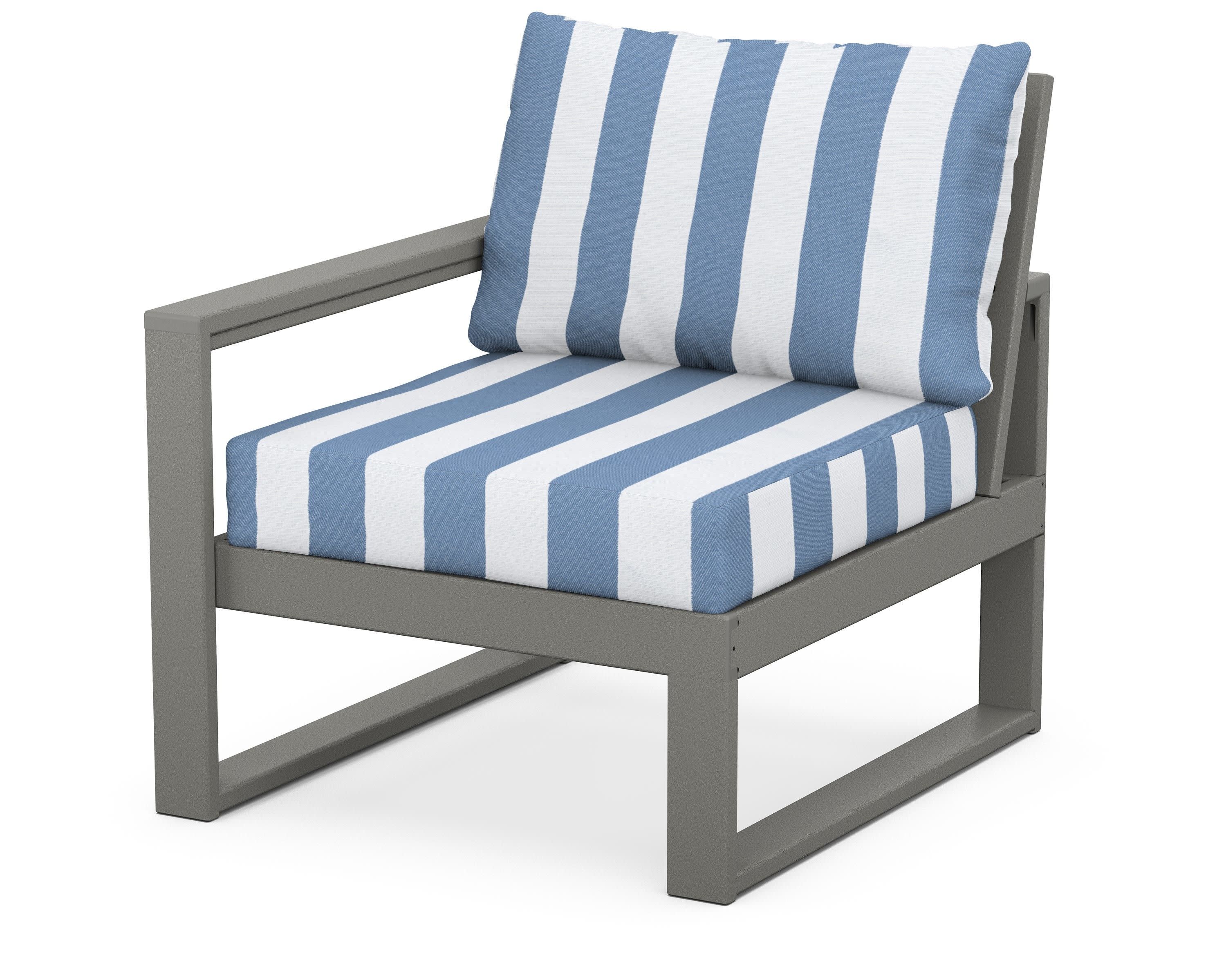 EDGE Modular Left Arm Chair in Slate Grey / Cabana Stripe Sky Blue