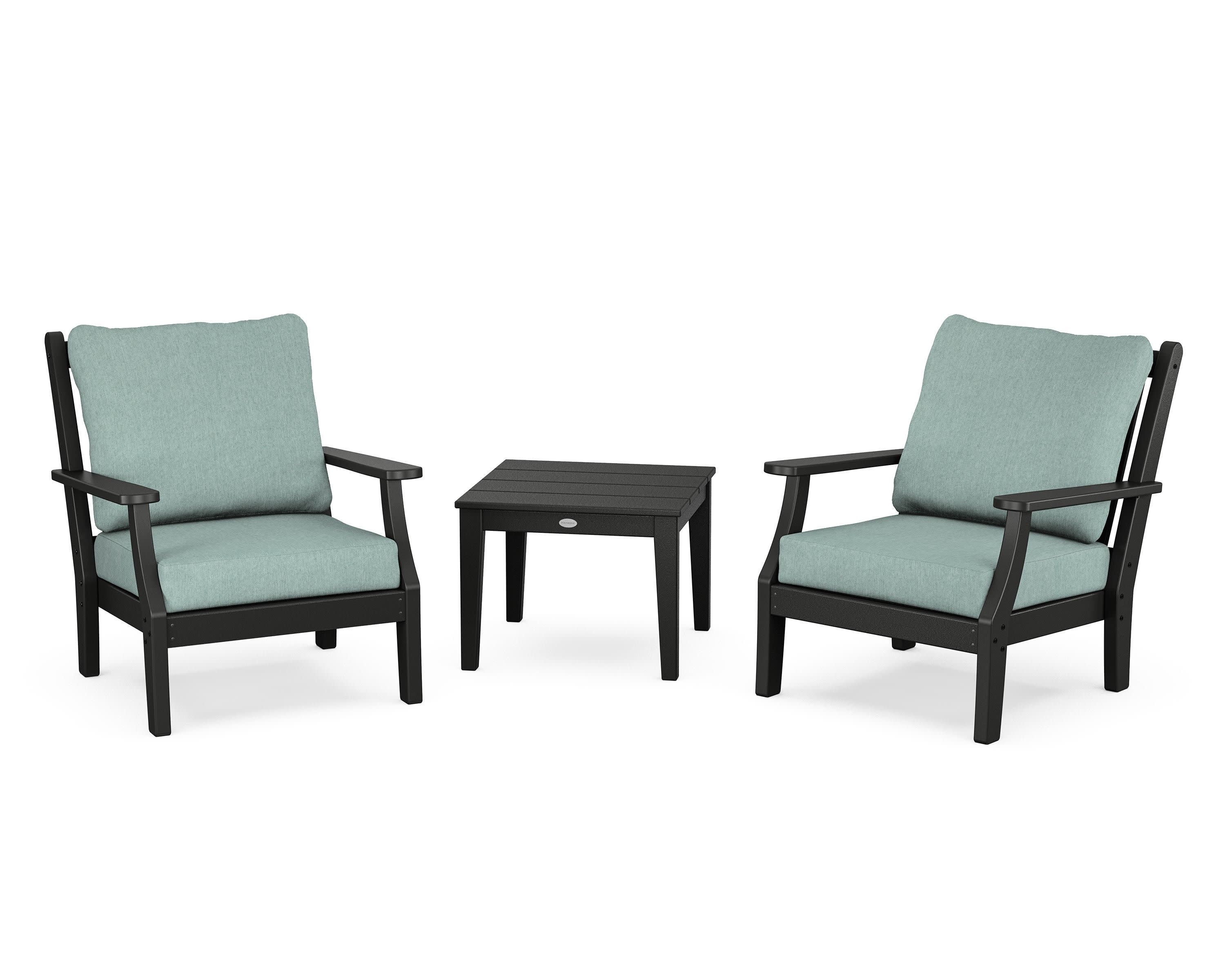Wovendale 3-Piece Deep Seating Set in Black / Glacier Spa