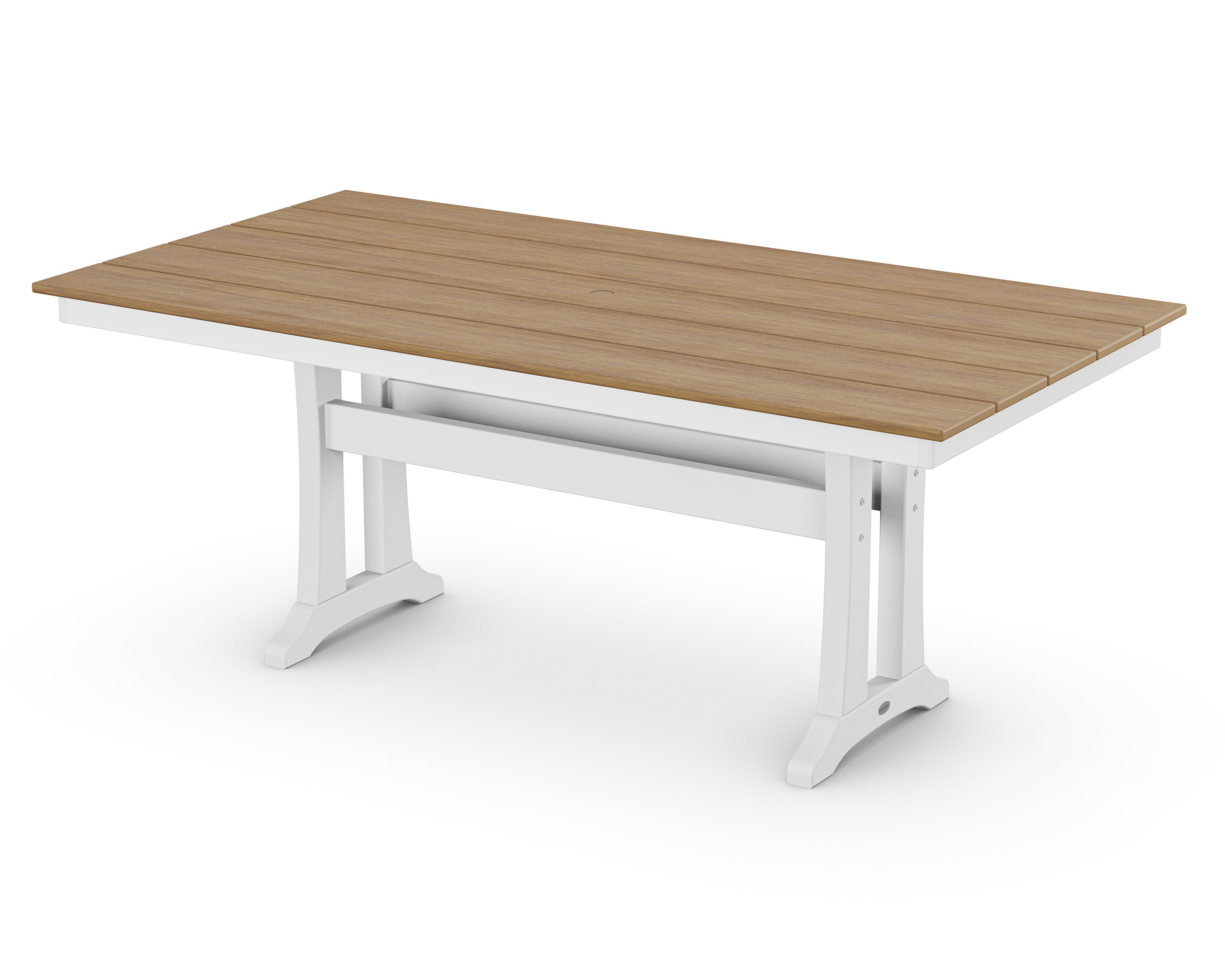 Farmhouse Trestle 37" x 72" Dining Table in White / Natural