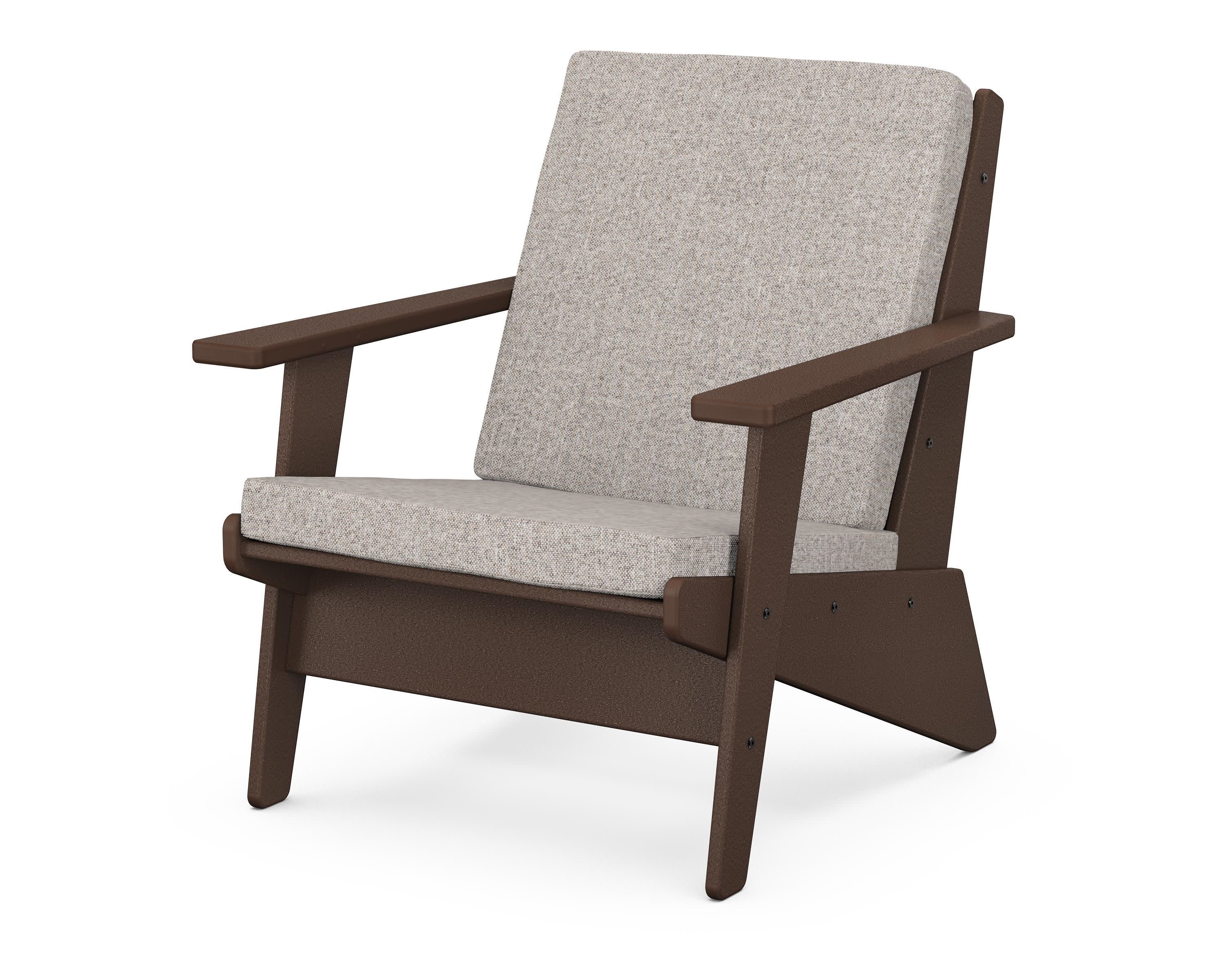 Riviera Modern Lounge Chair in Mahogany / Weathered Tweed
