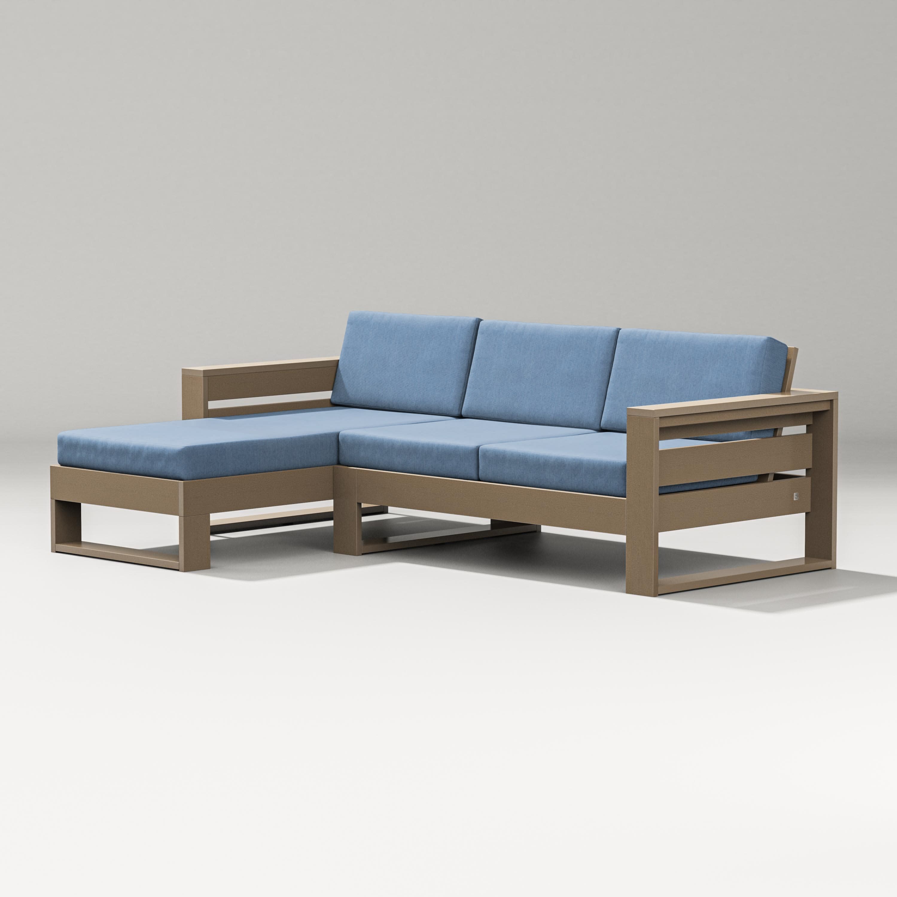 Latitude Left Chaise Sectional in Vintage Sahara / Sky Blue
