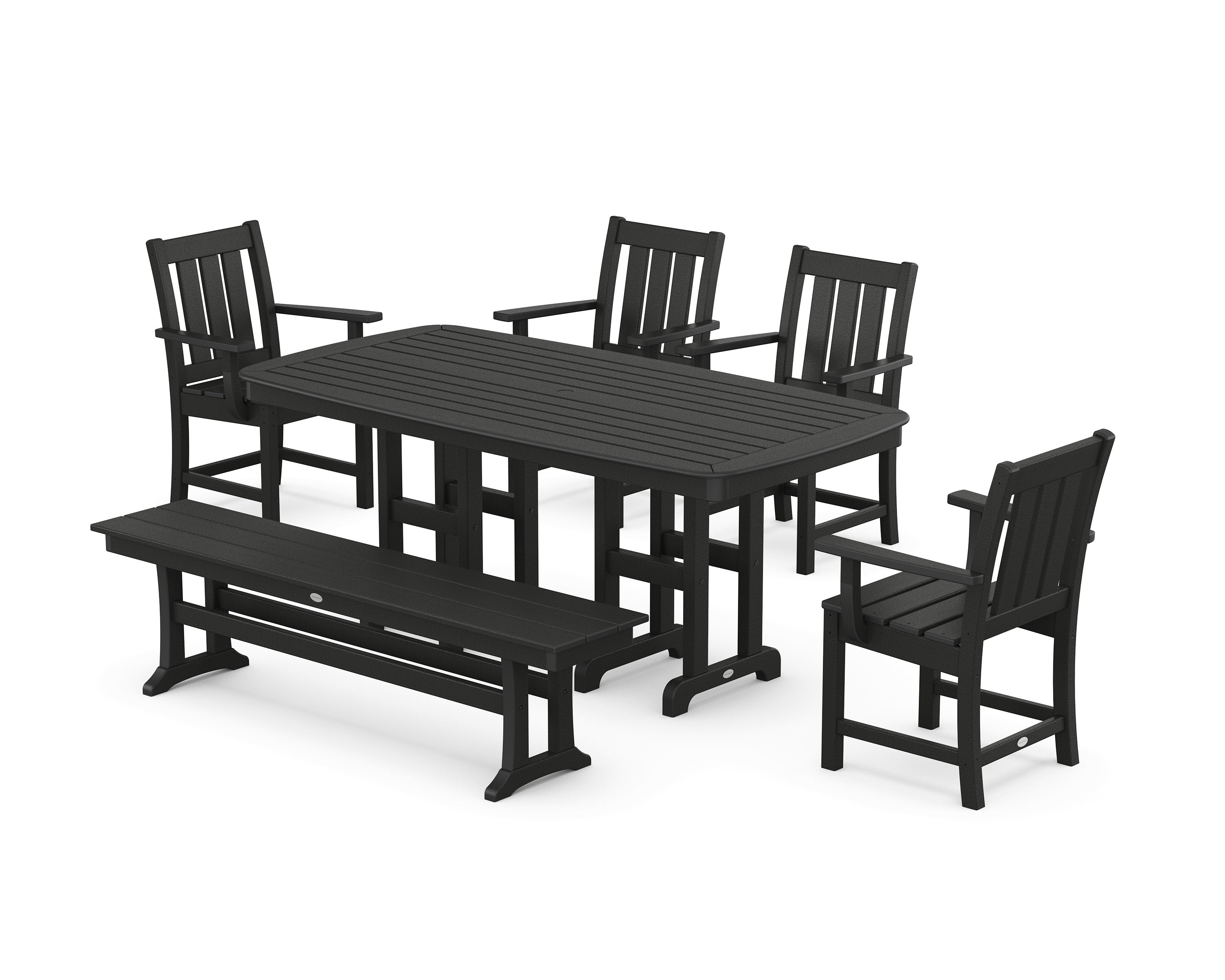 Oxford 6-Piece Dining Set with Bench in Black