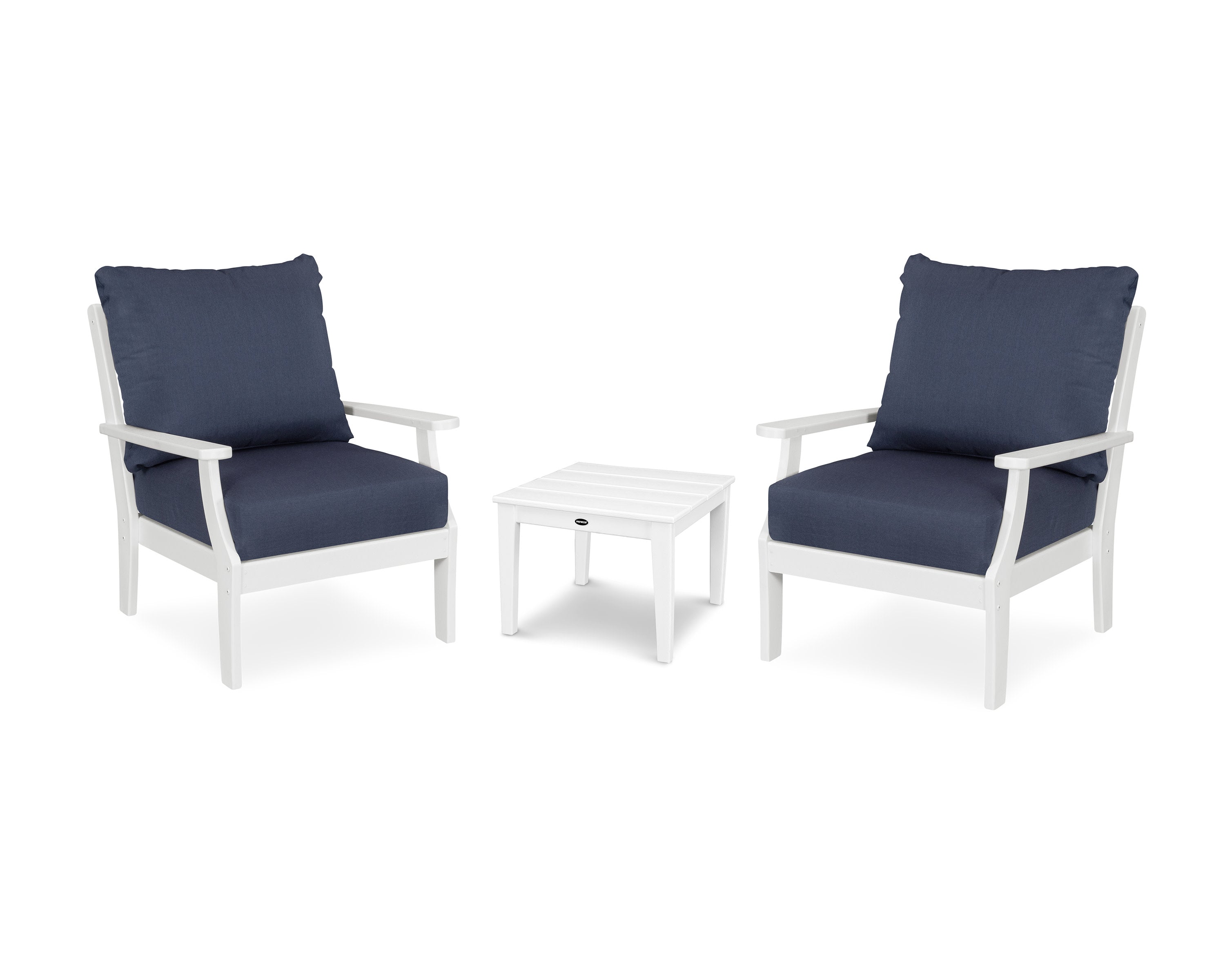Braxton 3-Piece Deep Seating Set in White / Spectrum Indigo