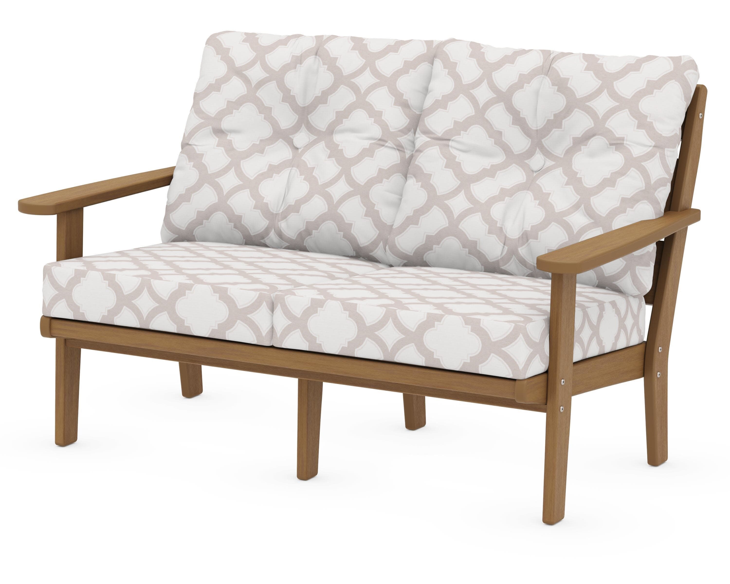 Lakeside Deep Seating Loveseat in Natural / Trellis Dune Burlap