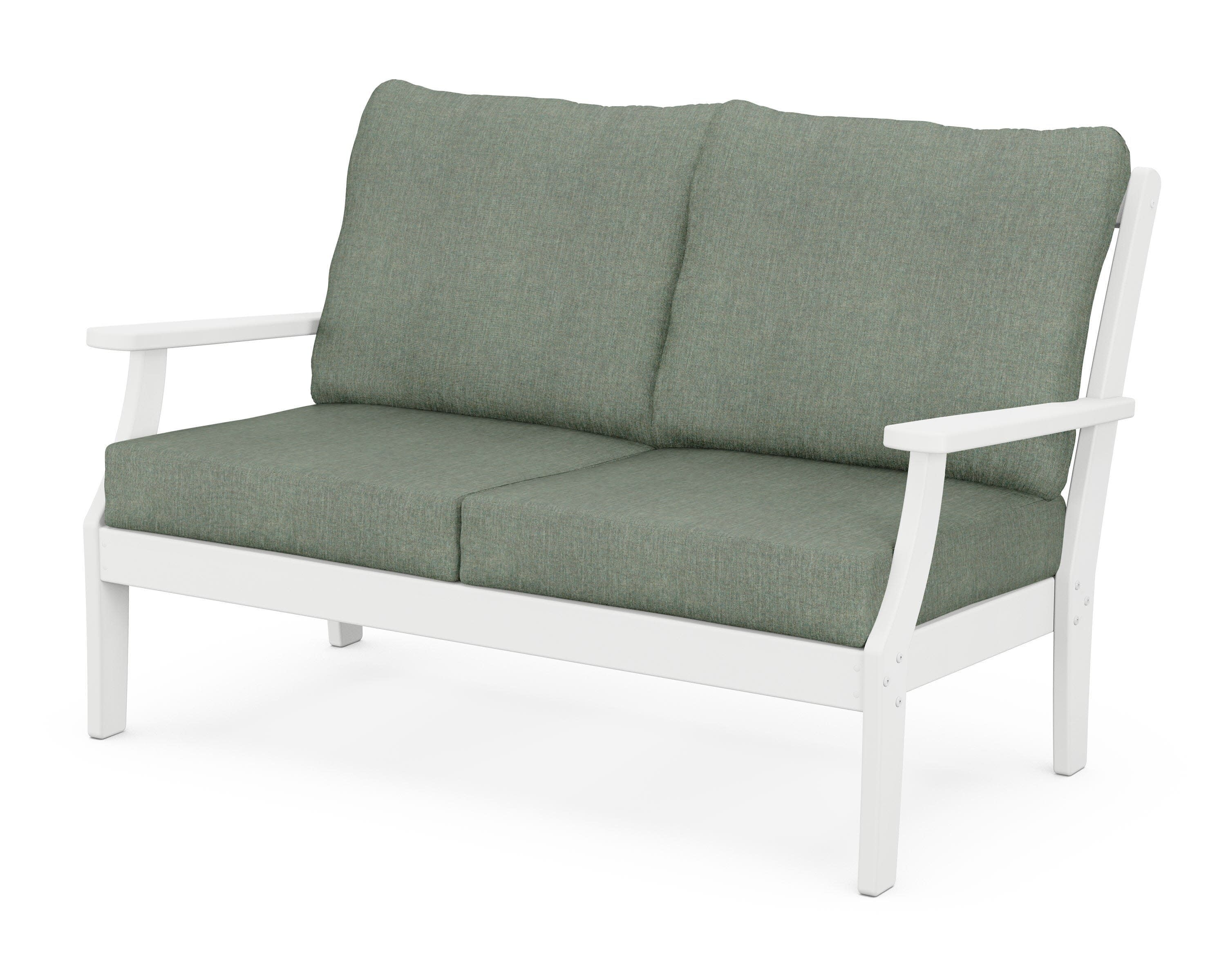 Braxton Deep Seating Loveseat in White / Cast Sage