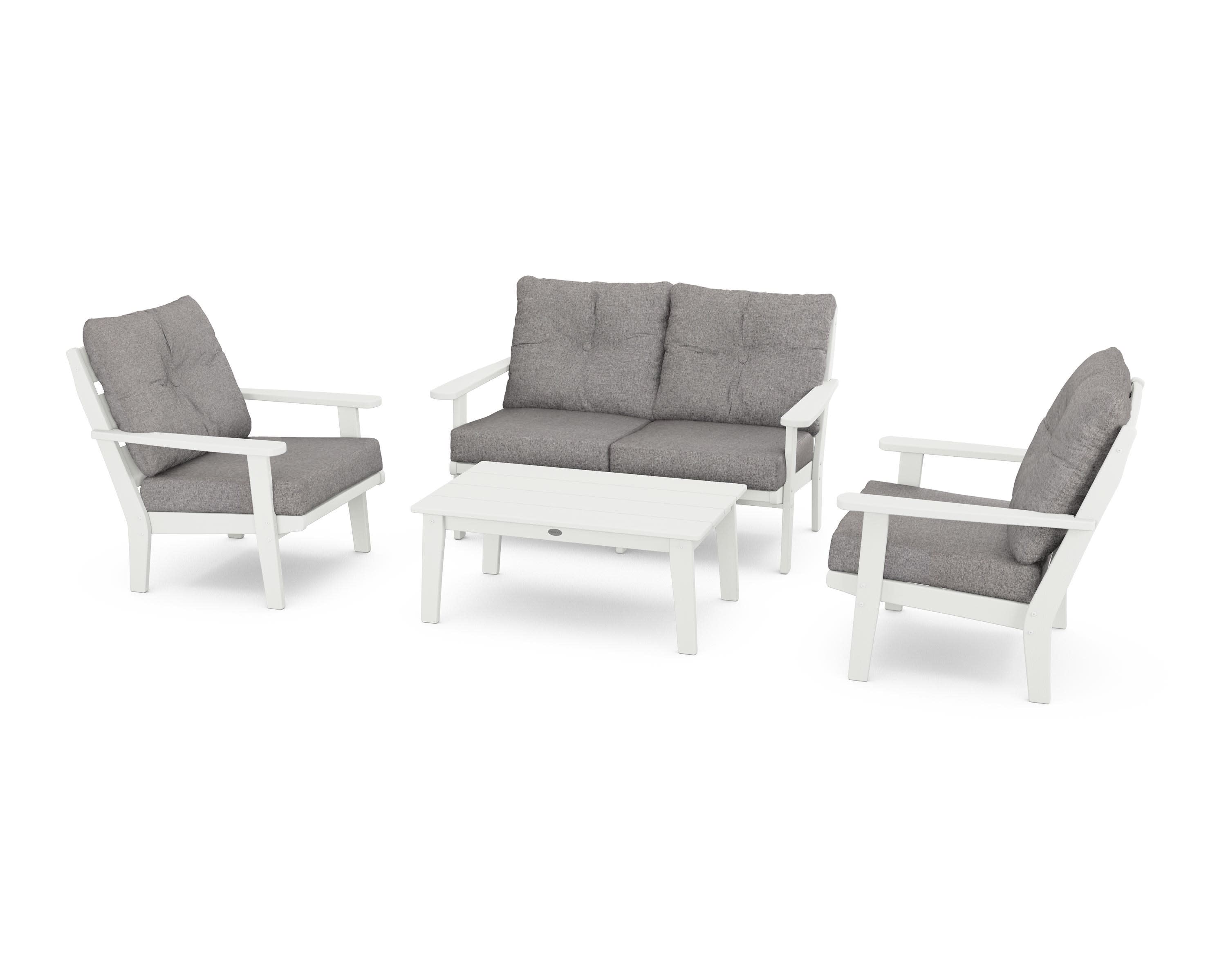Lakeside 4-Piece Deep Seating Set in Vintage White / Grey Mist