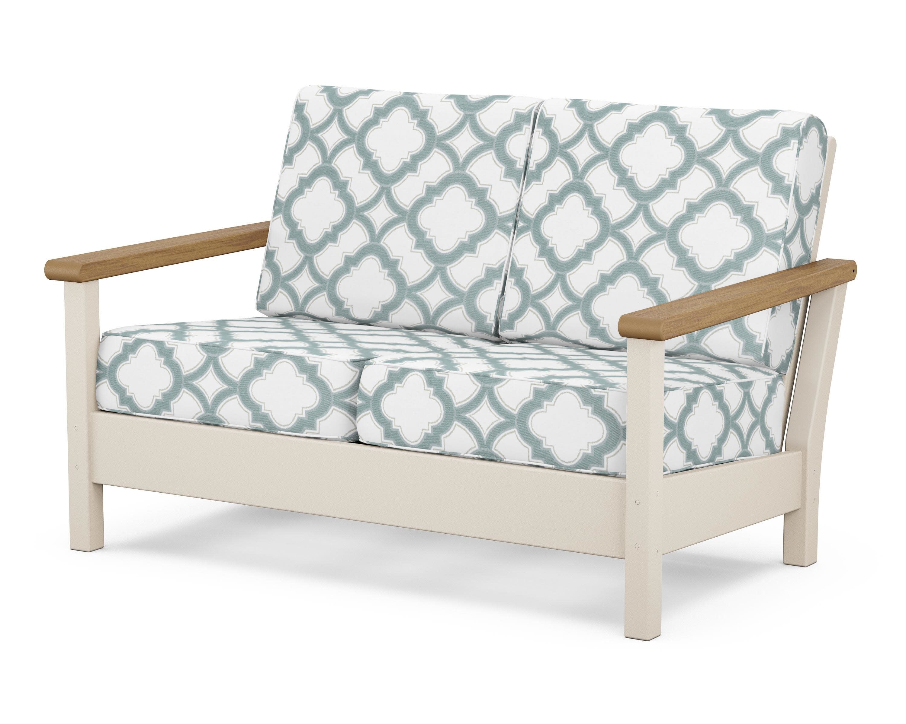 Harbour Deep Seating Loveseat in Sand / Natural / Trellis Glacier Spa