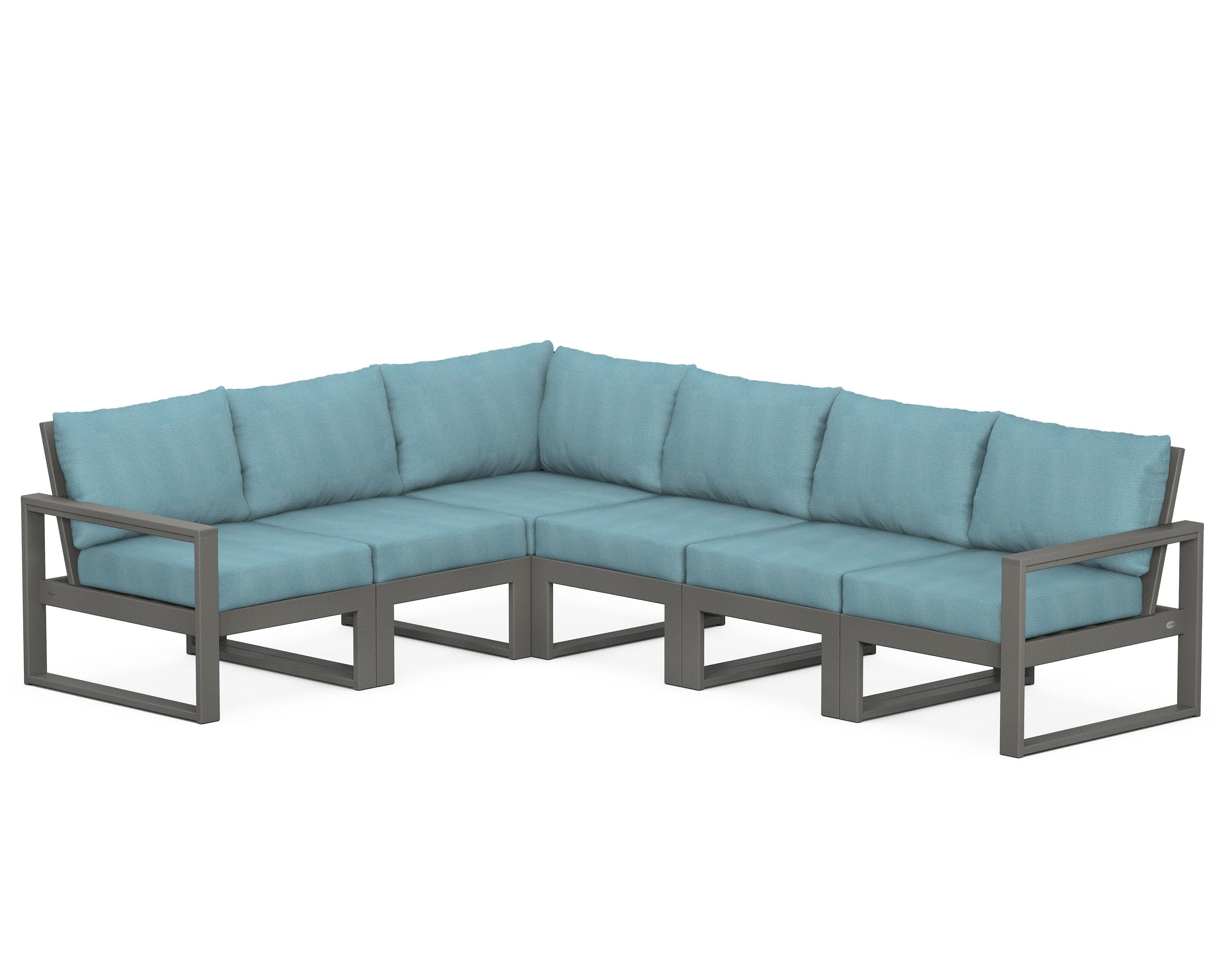 EDGE 6-Piece Modular Deep Seating Set in Slate Grey / Lattice Sky Blue