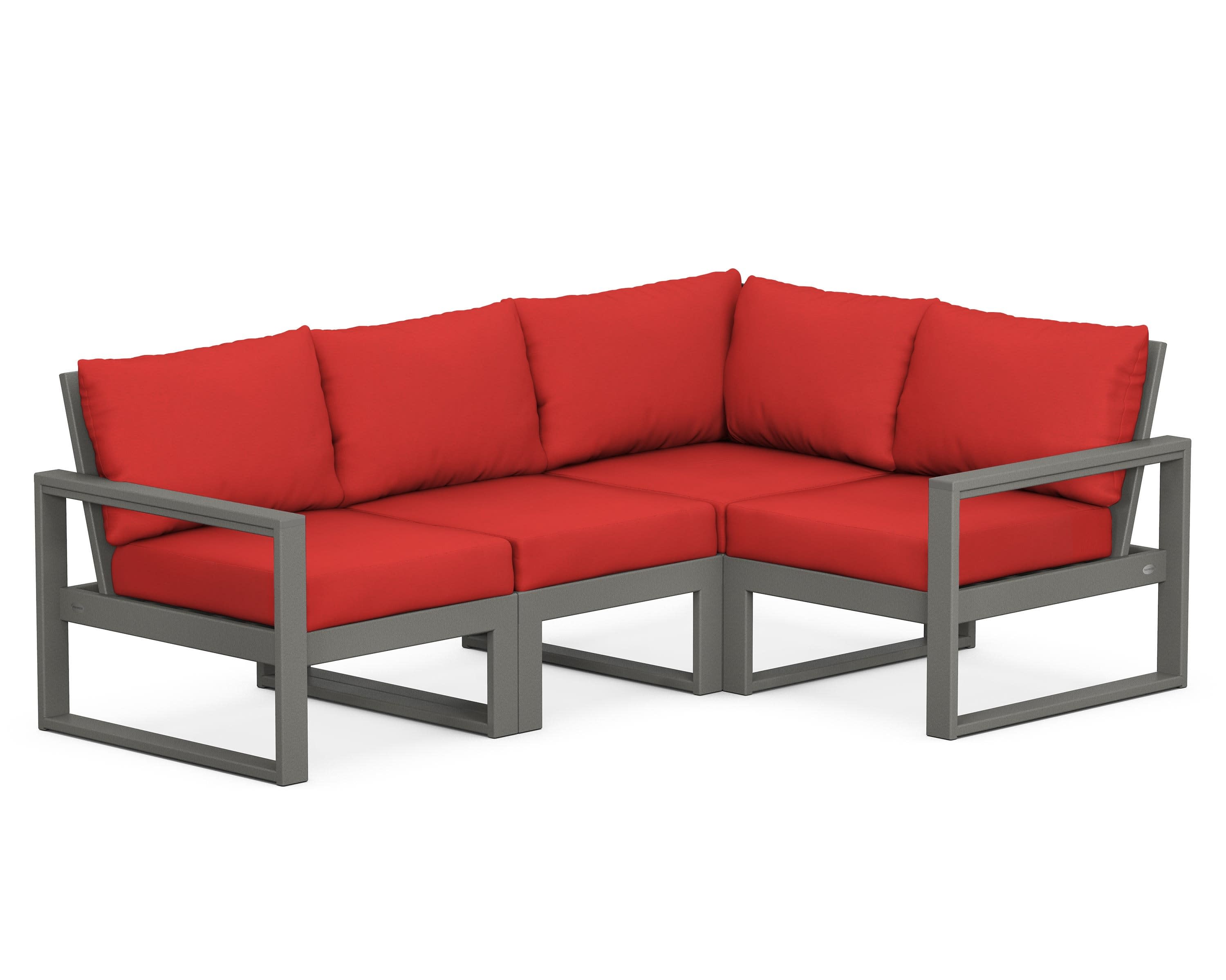 EDGE 4-Piece Modular Deep Seating Set in Slate Grey / Crimson Linen