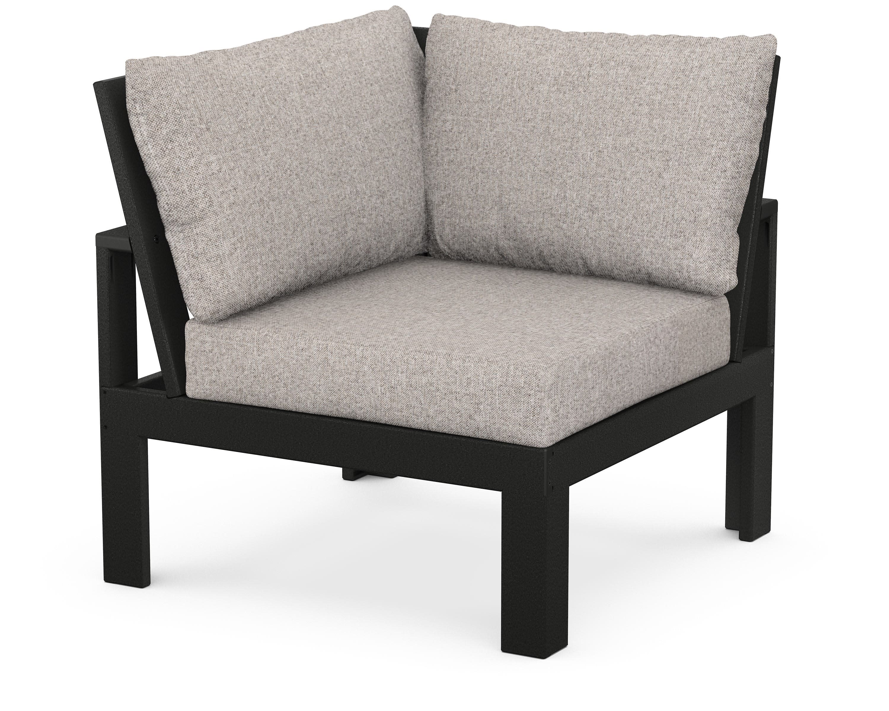 Modular Corner Chair in Black / Weathered Tweed