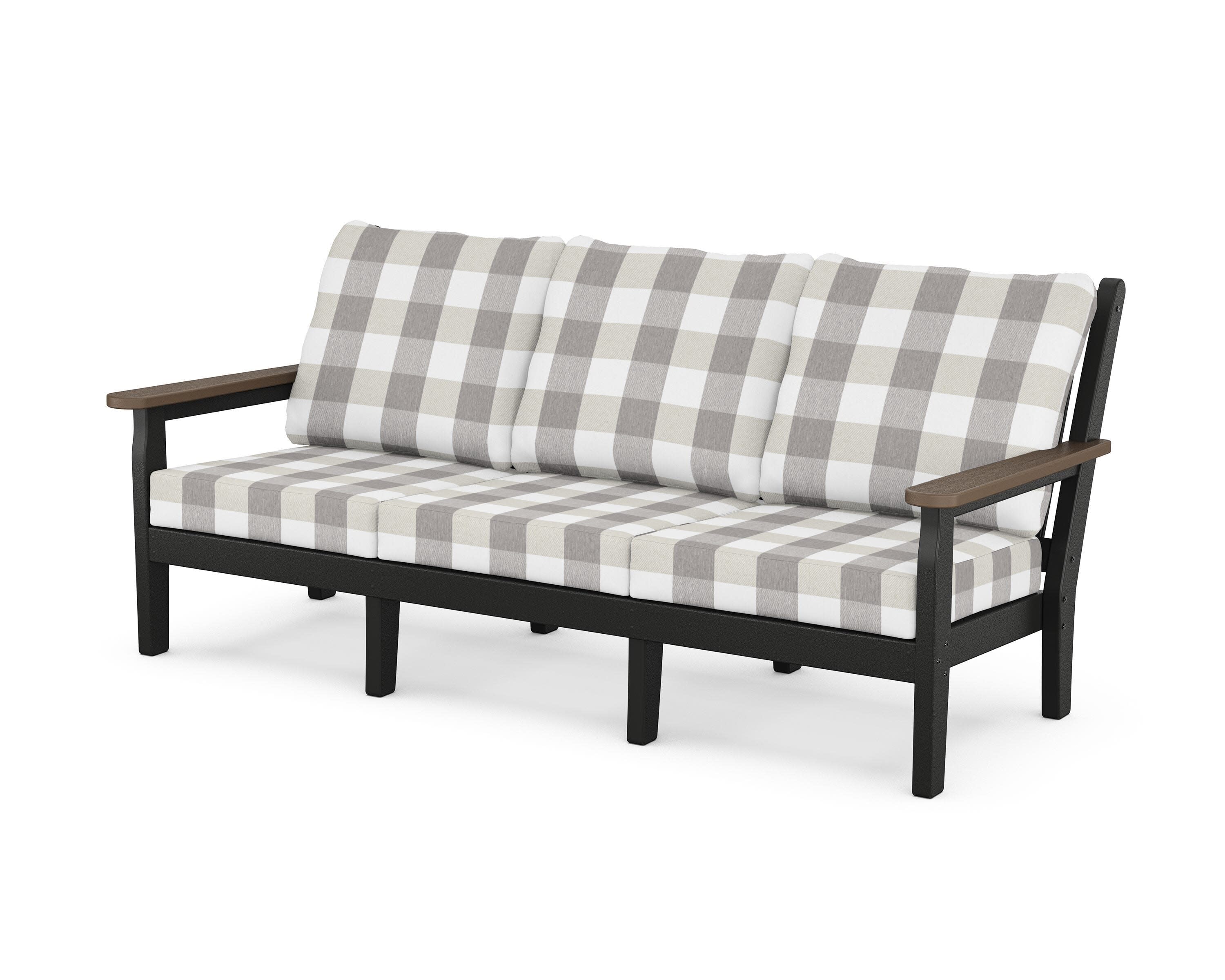 Chippendale Deep Seating Sofa in Black / Kona / Buffalo Plaid Grey Mist