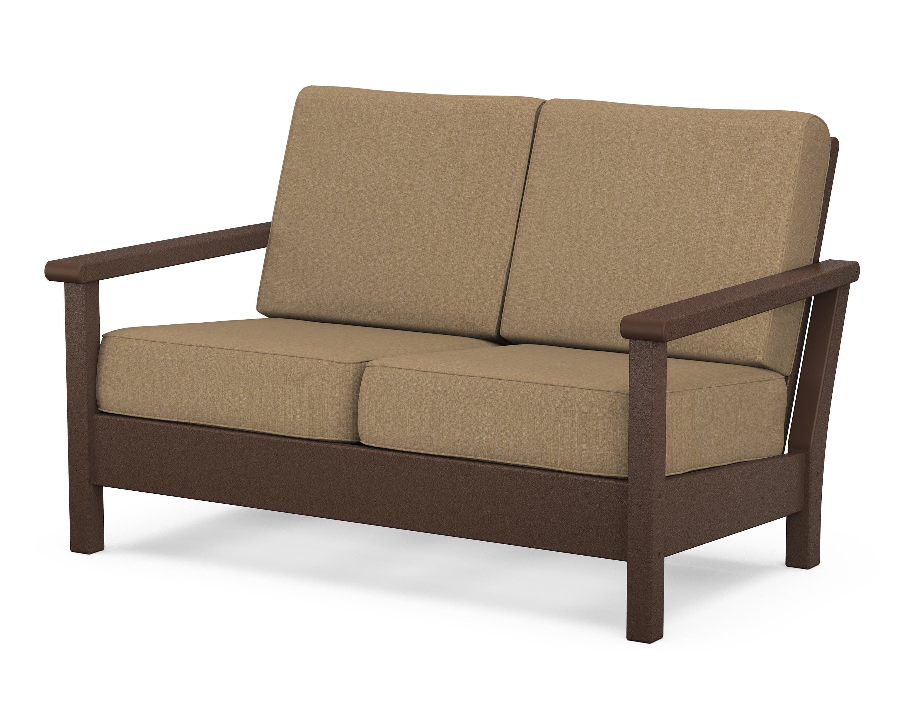 Harbour Deep Seating Loveseat in Mahogany / Sesame
