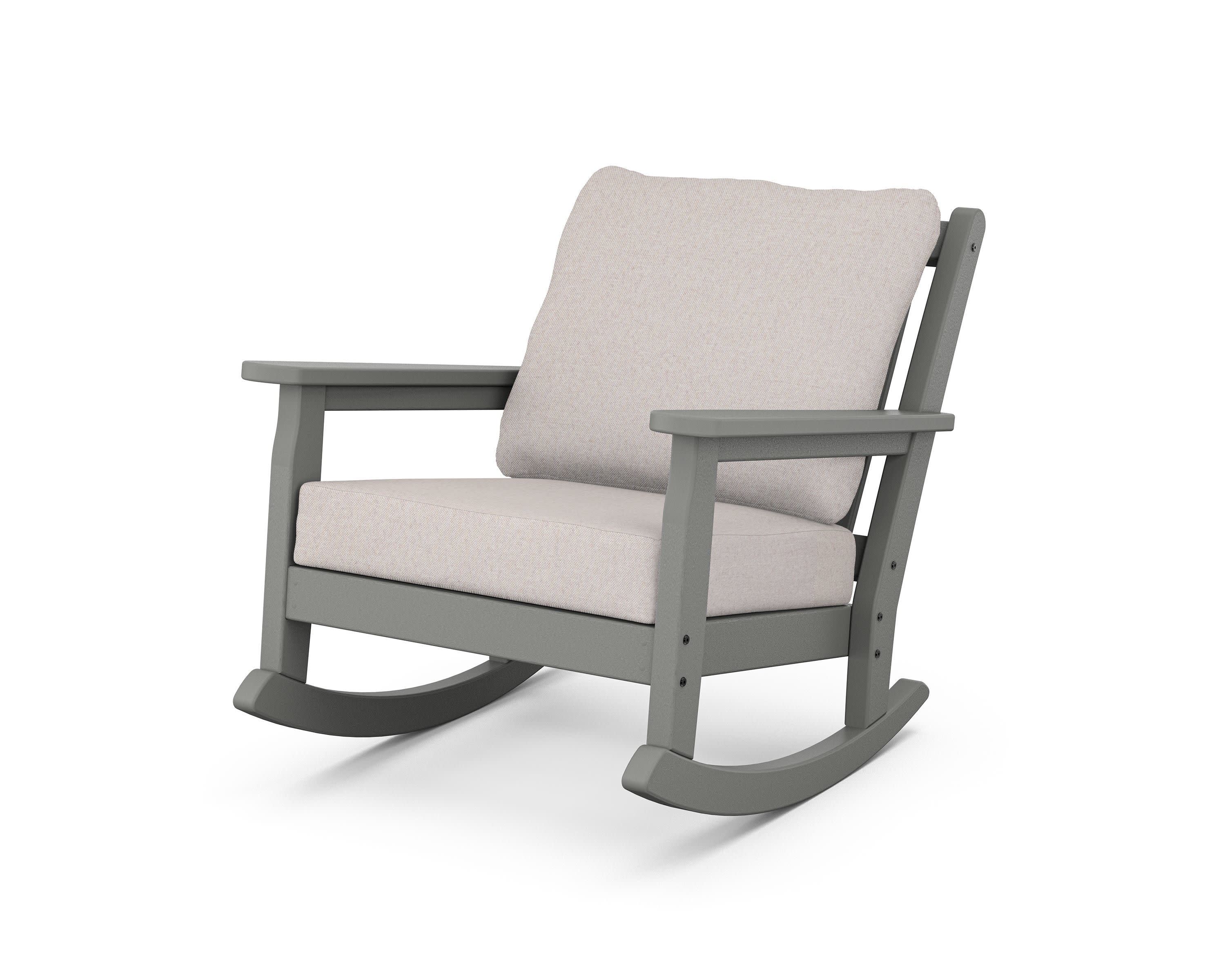 Chippendale Deep Seating Rocking Chair in Slate Grey / Dune Burlap