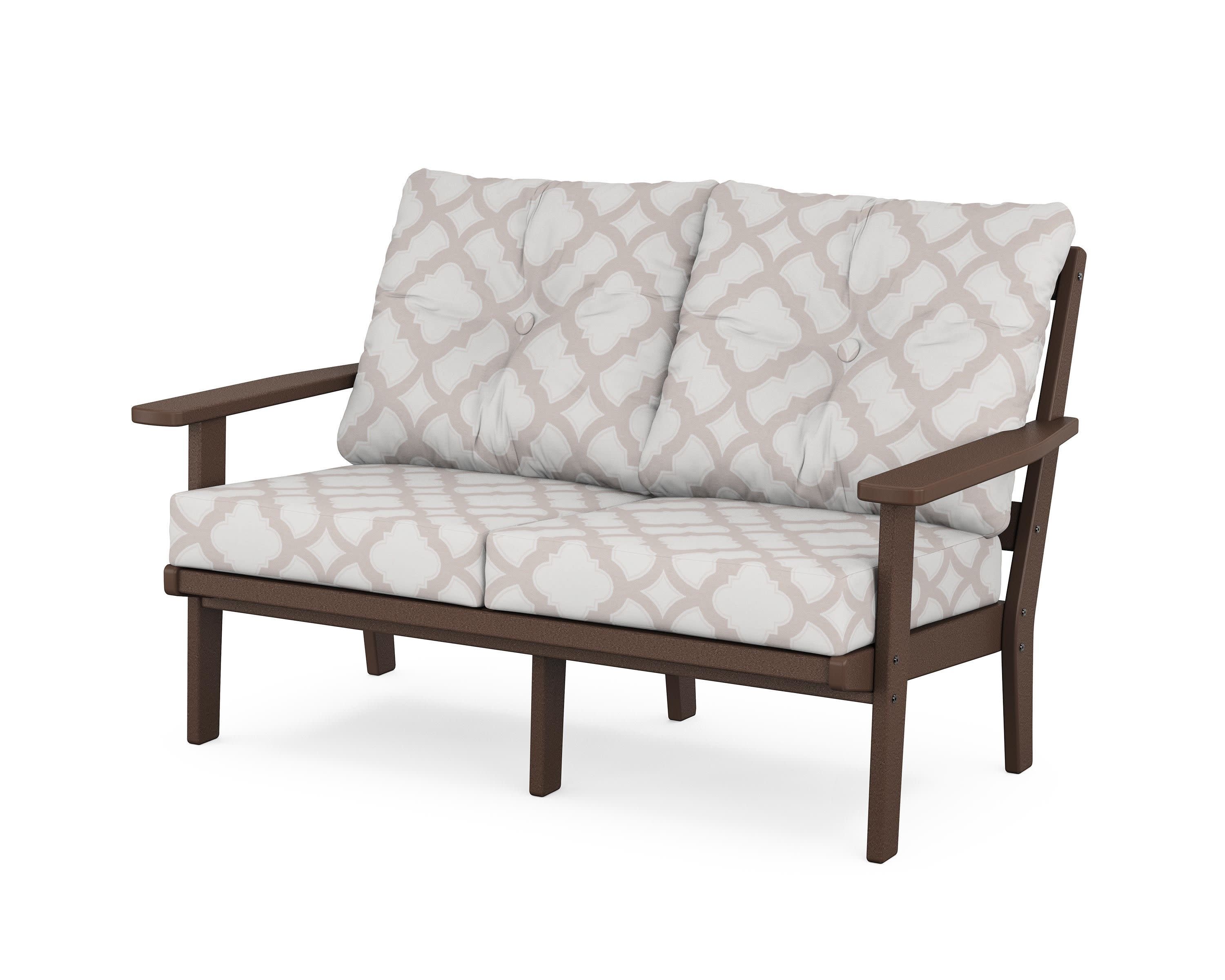 Oxford Deep SeatingLoveseat in Mahogany / Trellis Dune Burlap