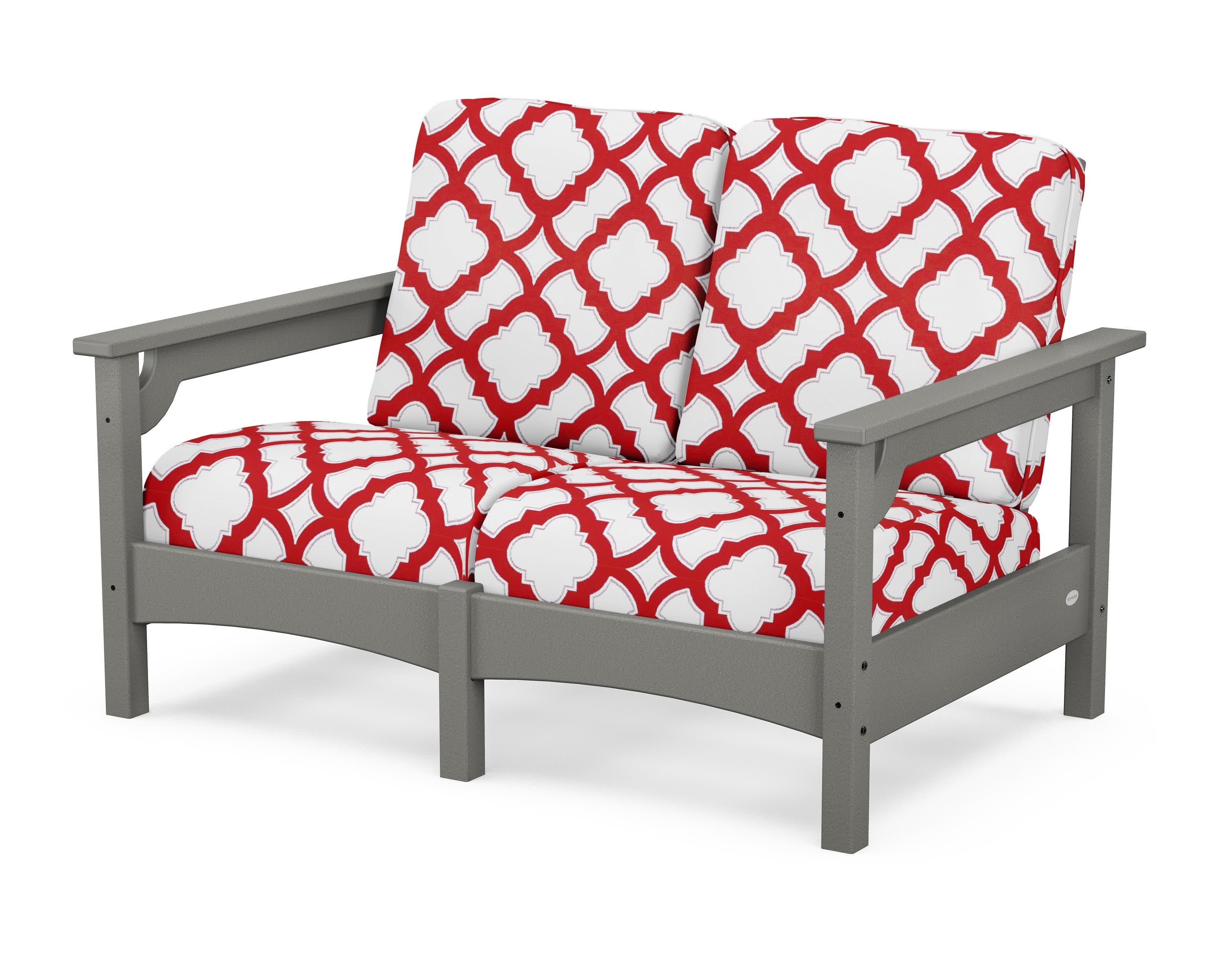 Club Loveseat in Slate Grey / Trellis Crimson