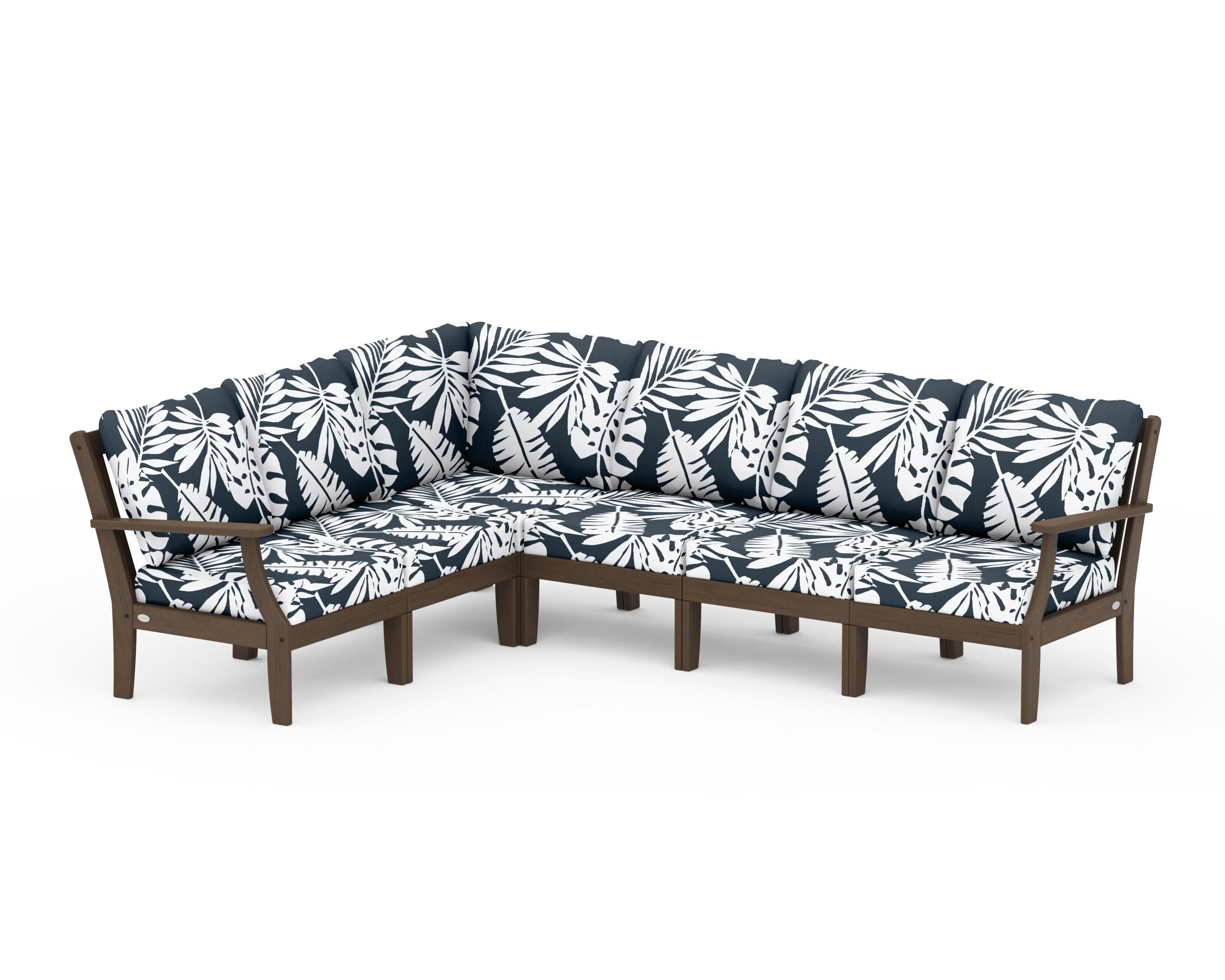Braxton Modular 6-Piece Deep Seating Set in Kona / Leaf Marine Indigo