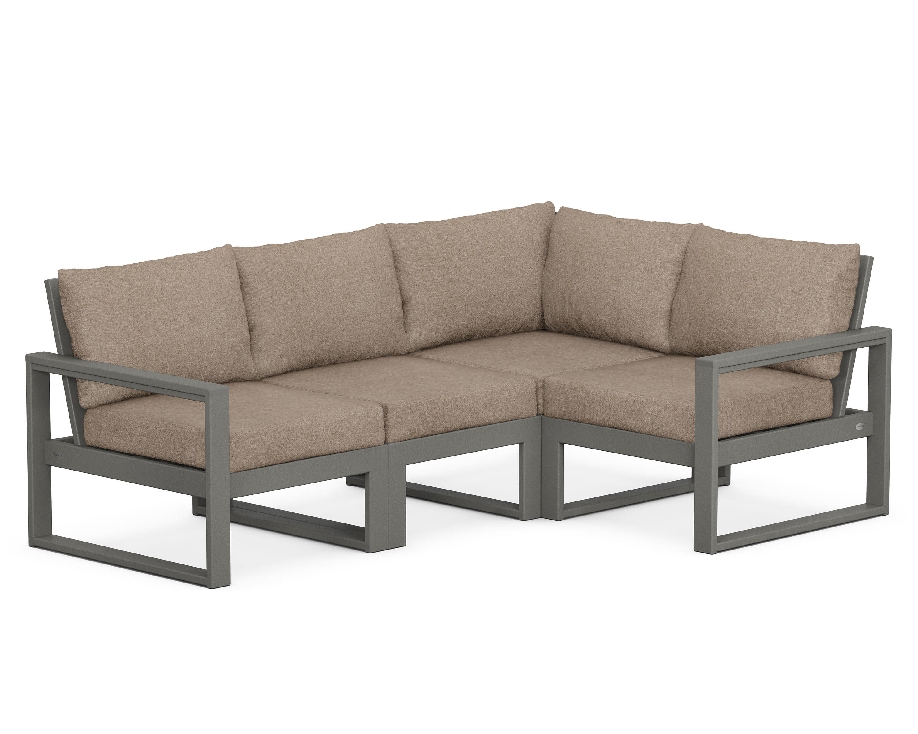 EDGE 4-Piece Modular Deep Seating Set in Slate Grey / Spiced Burlap