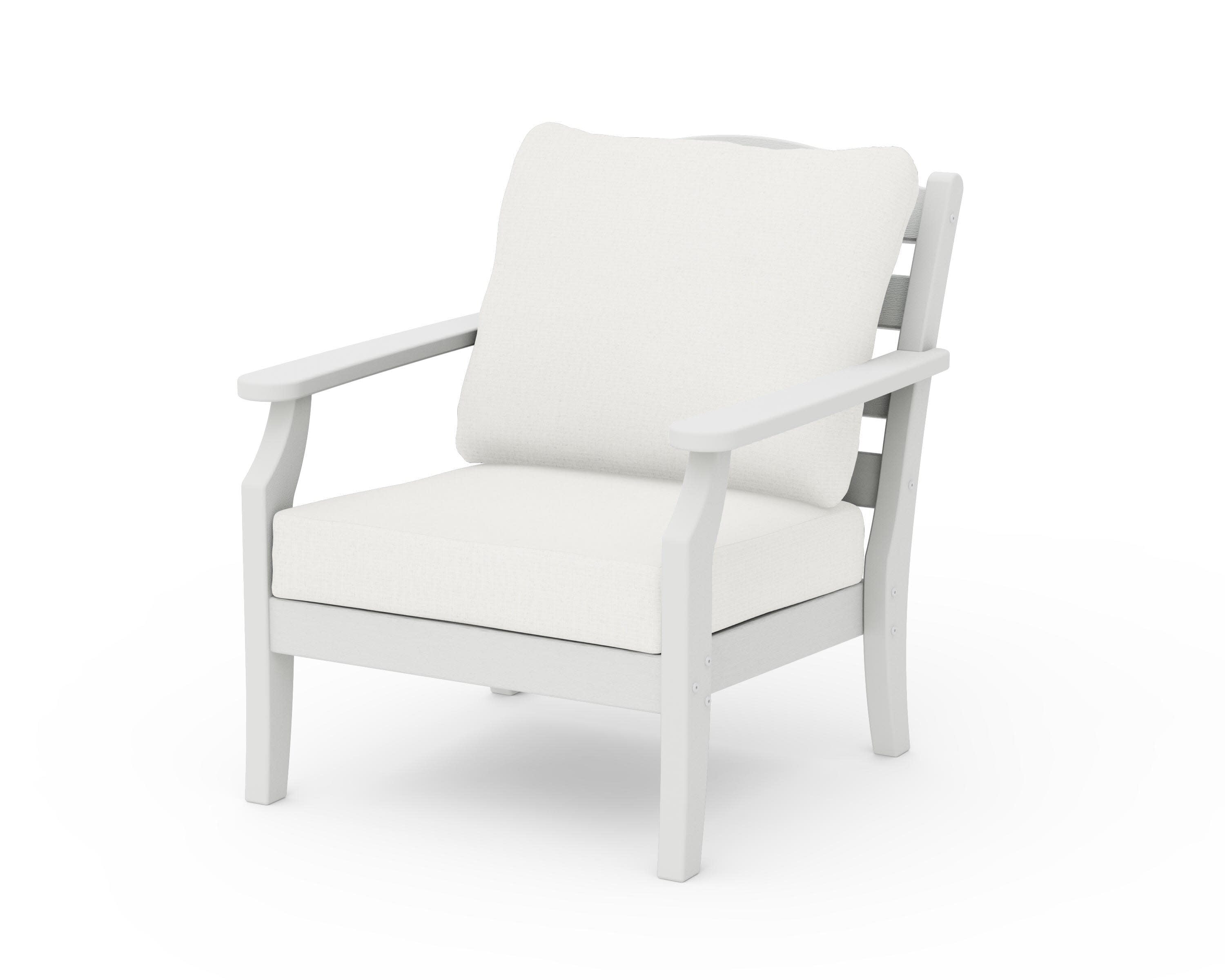 Savannah Deep Seating Chair in Vintage White / Natural Linen