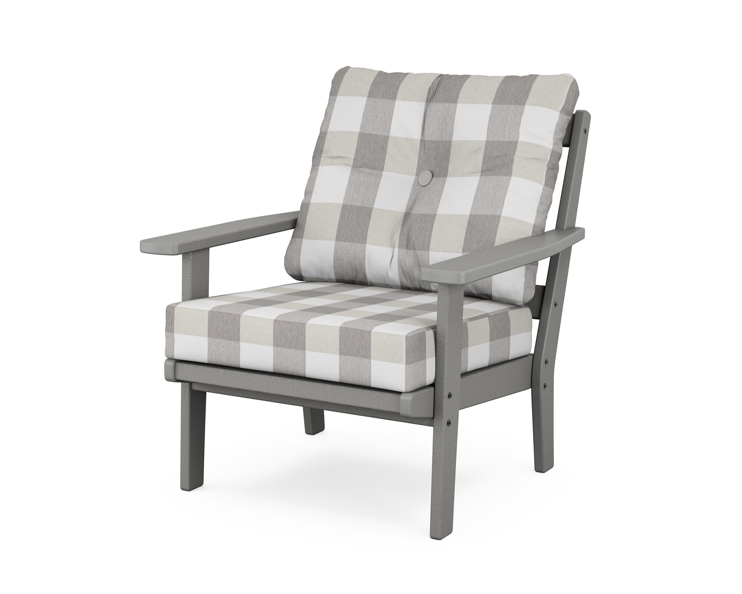 Oxford Deep Seating Chair in Slate Grey / Buffalo Plaid Grey Mist
