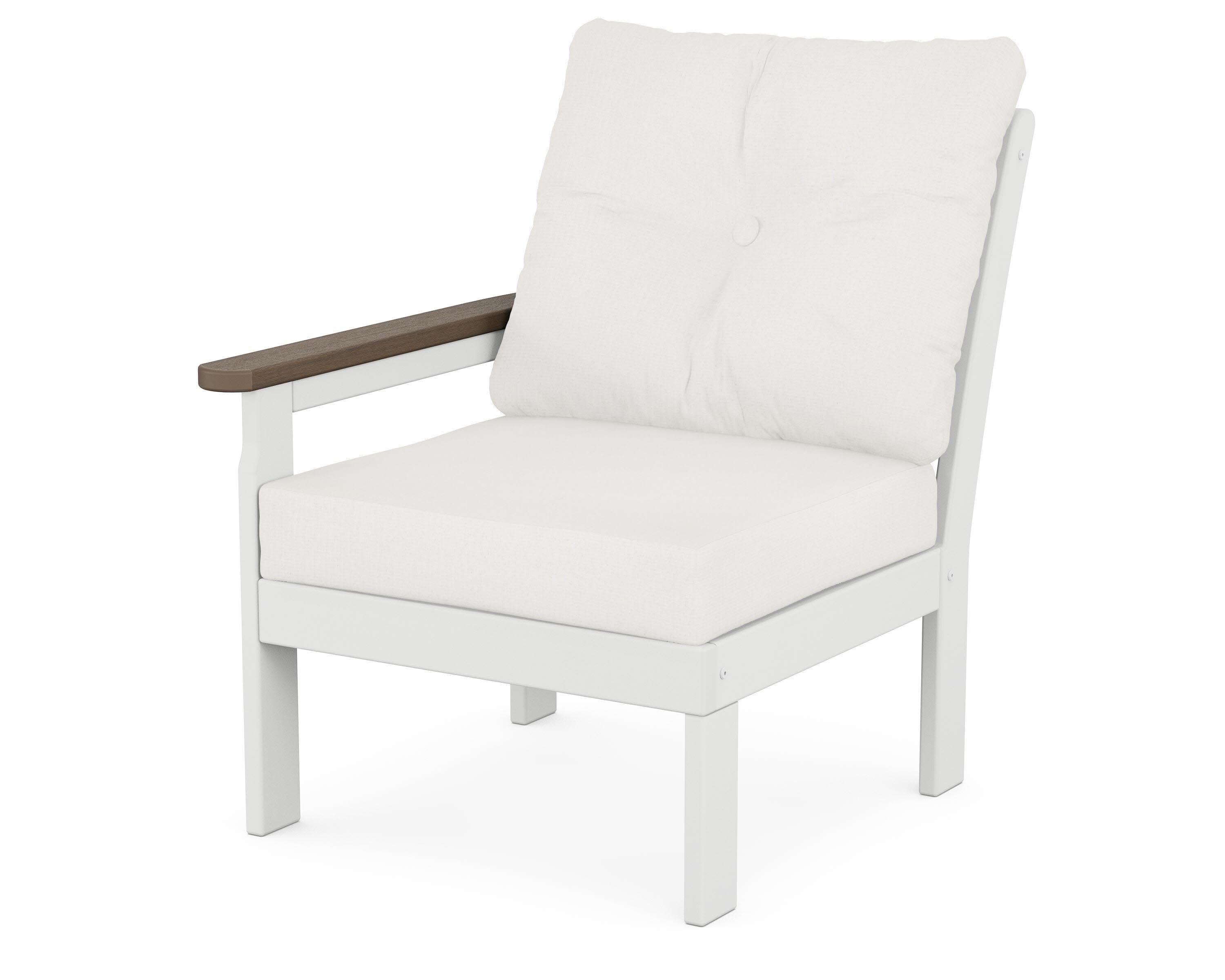 Vineyard Modular Left Arm Chair in White / Kona / Natural Linen