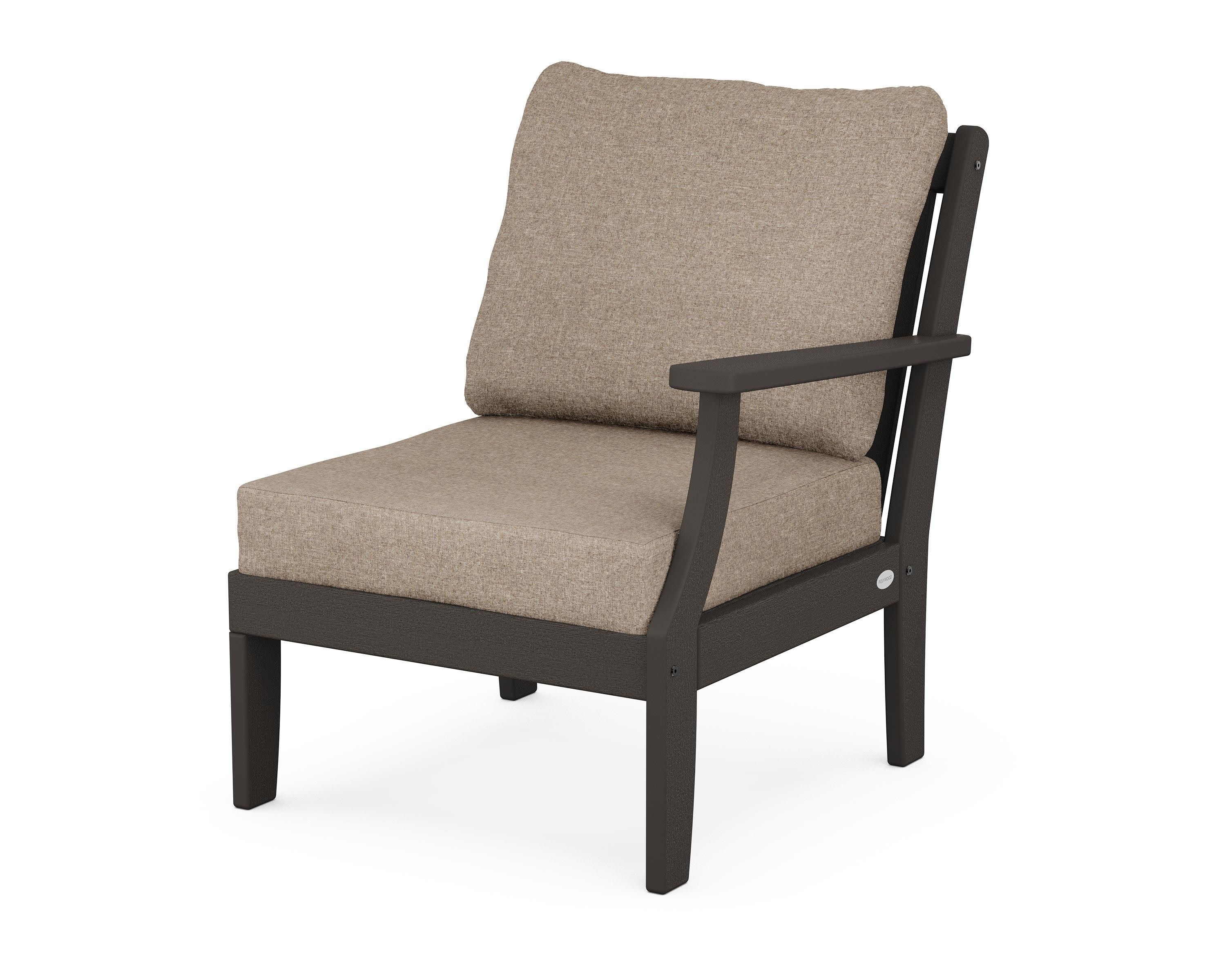 Braxton Modular Right Arm Chair in Vintage Coffee / Spiced Burlap