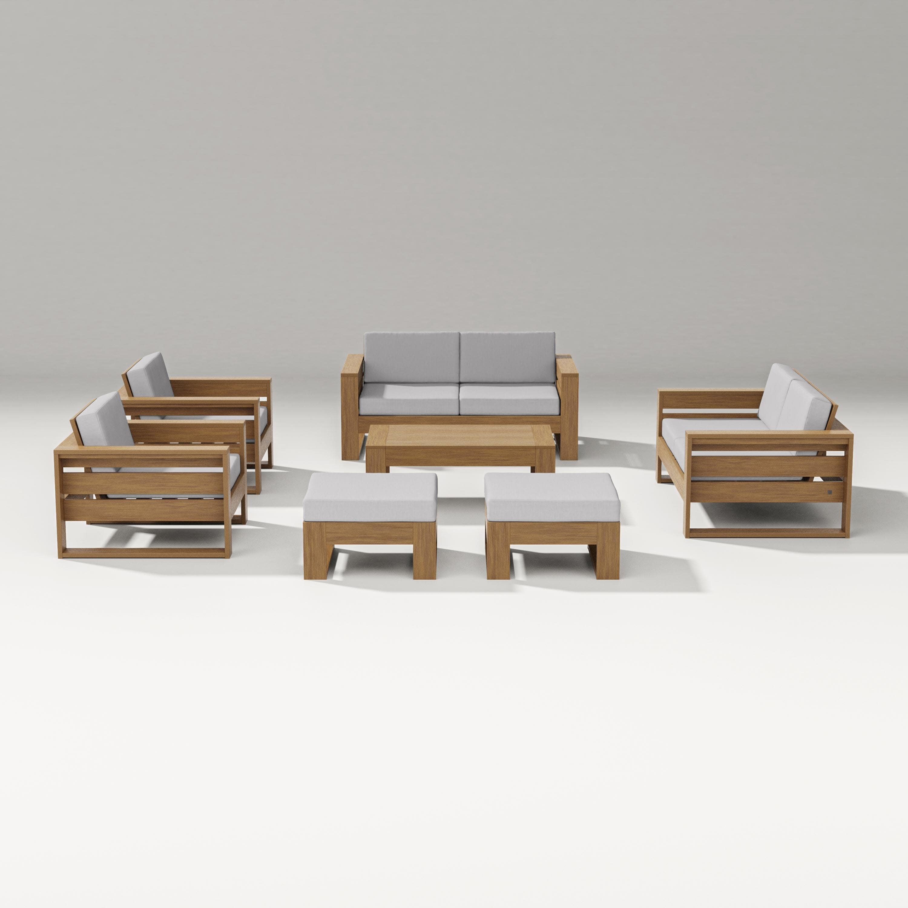 Latitude 7-Piece Lounge Loveseat Set in Natural / Granite